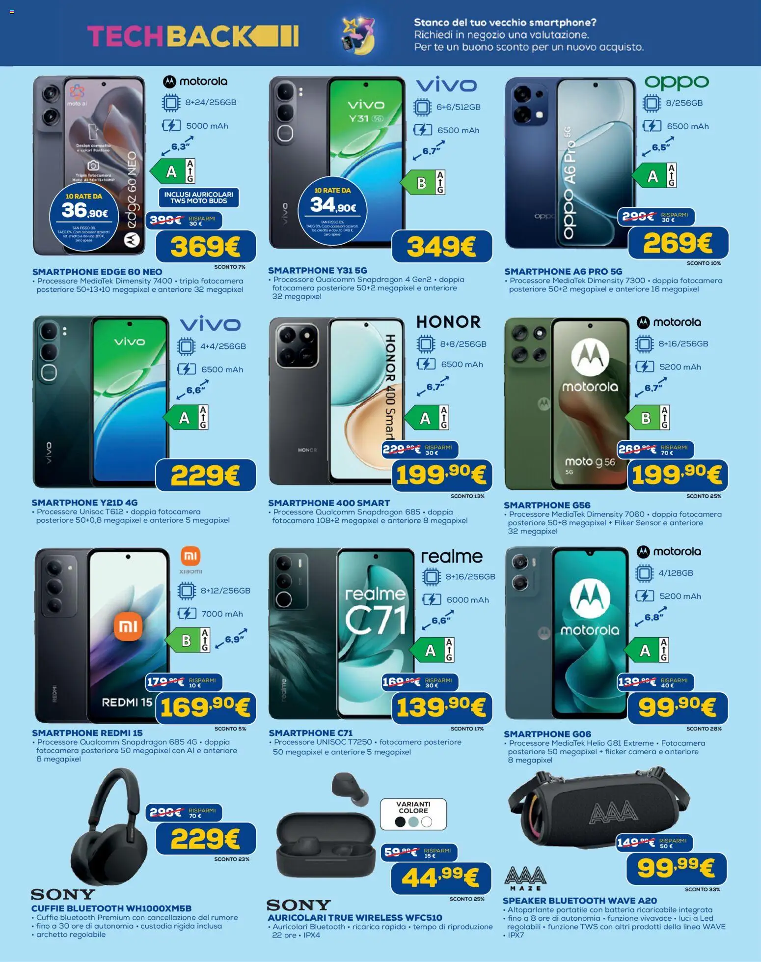 Volantino Euronics del 23.04.2026 | Pagina: 11 | Prodotti: Auricolari, Smartphone, Cuffie, Speaker