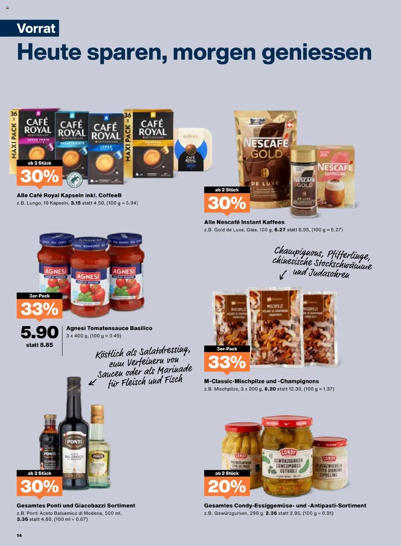 Migros Aktionen – gültig ab 16.09.2025 | Seite: 14 | Produkte: Balsamico, Champignons, Fisch