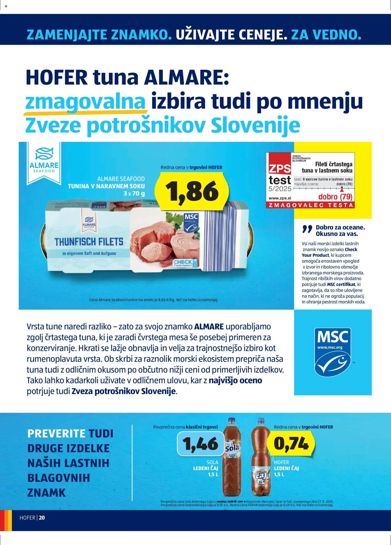 Novi Hofer katalog ponudbe – veljaven od 14.01.2026 | Stran: 20 | Izdelki: Tuna, Ledeni čaj, Ribe, Caj