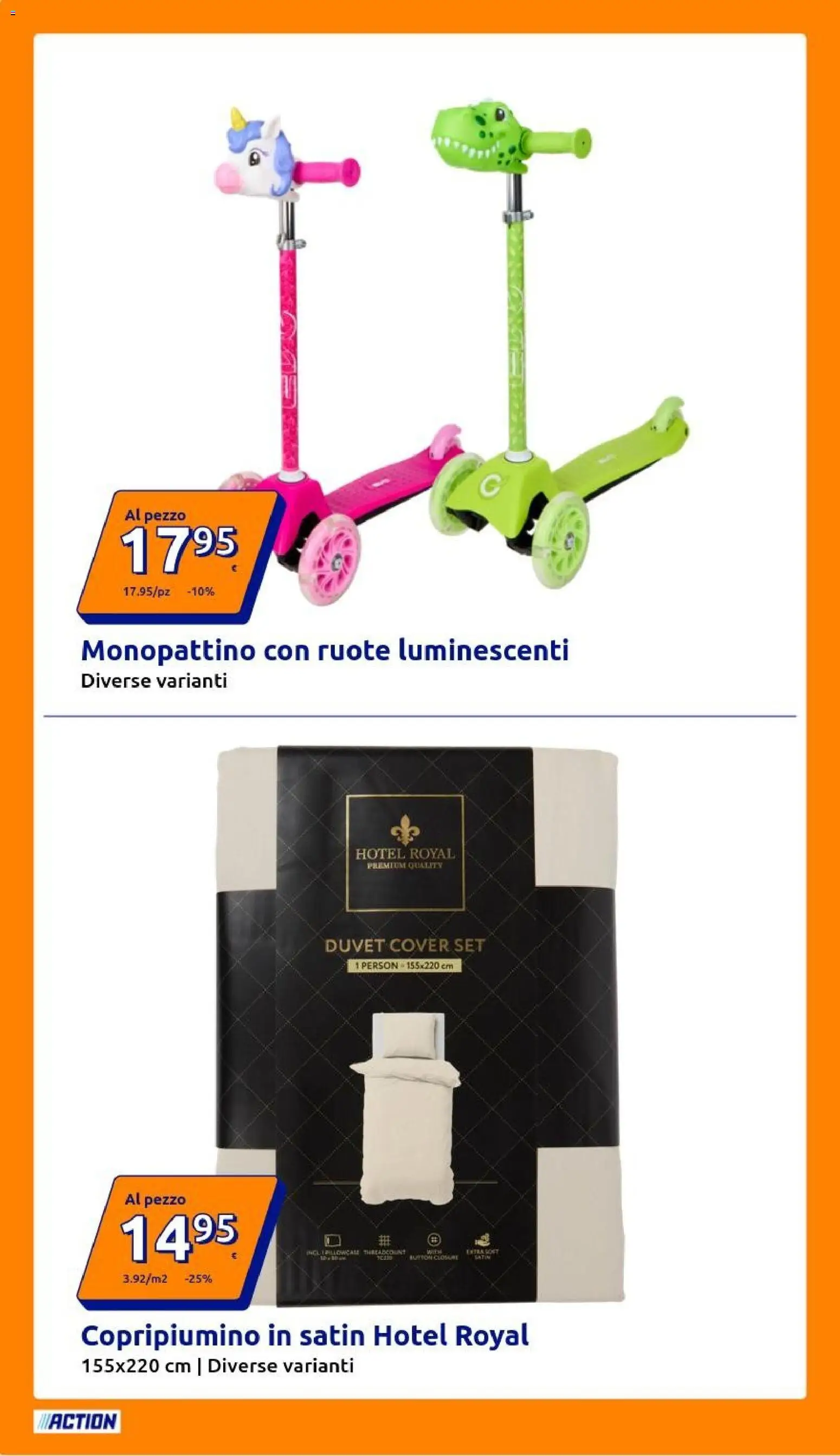 Volantino Action del 11.03.2026 | Pagina: 8 | Prodotti: Copripiumino, Monopattino
