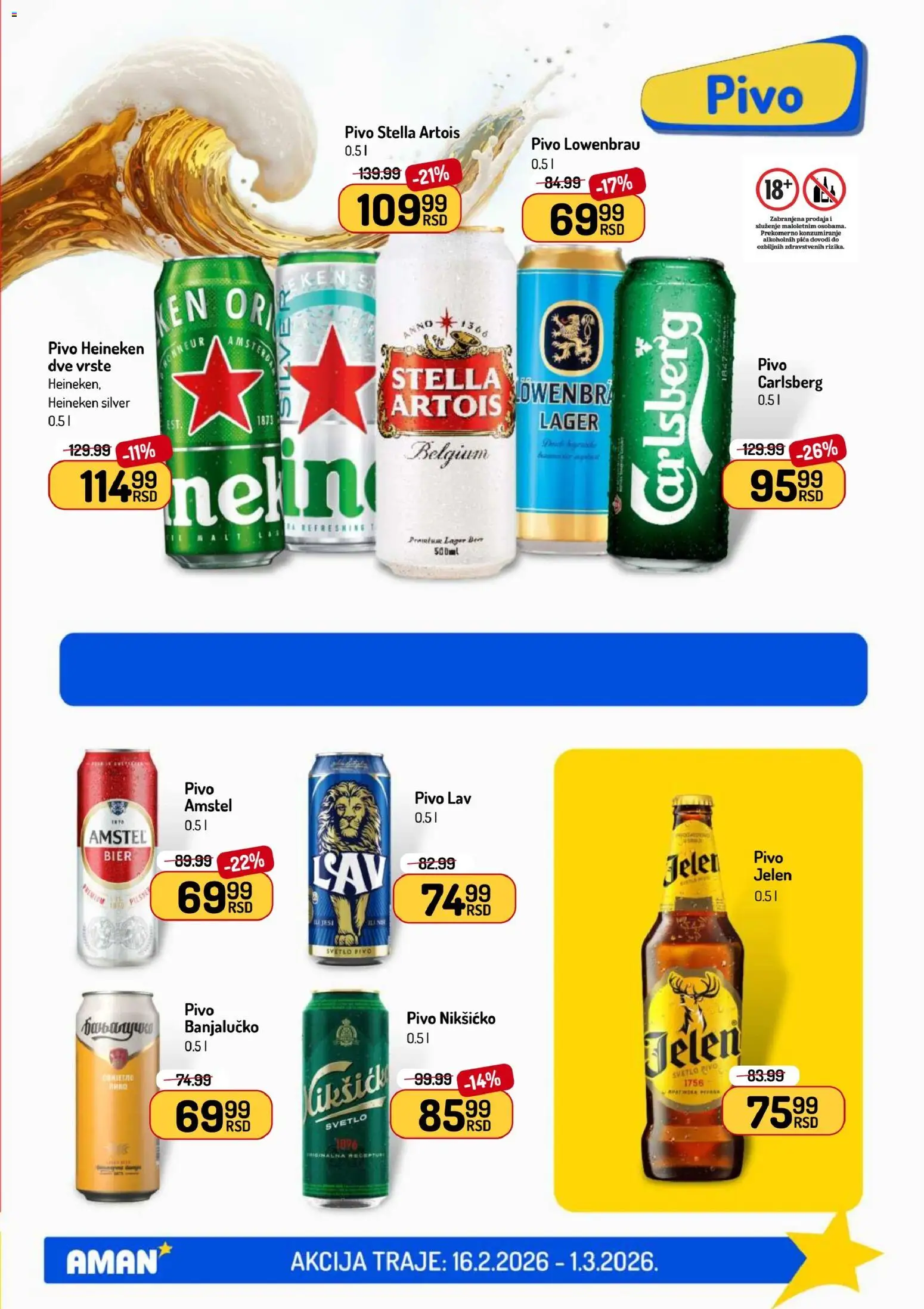 Aman katalog - važi od 16.02.2026 | Strana: 35 | Proizvode: Heineken, Pica, Pivo, Carlsberg