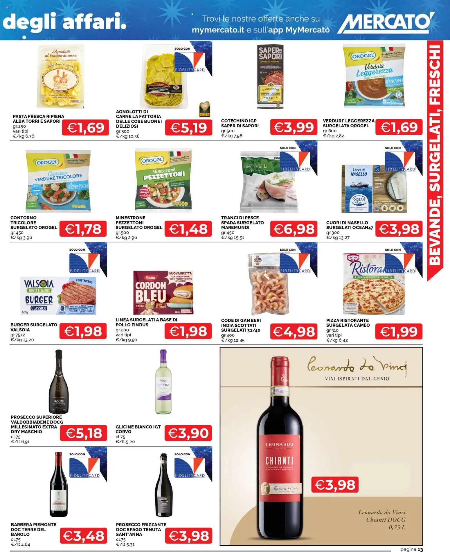 Volantino Mercatò del 04.12.2025 | Pagina: 13 | Prodotti: Minestrone, Gamberi, Pasta, Nasello