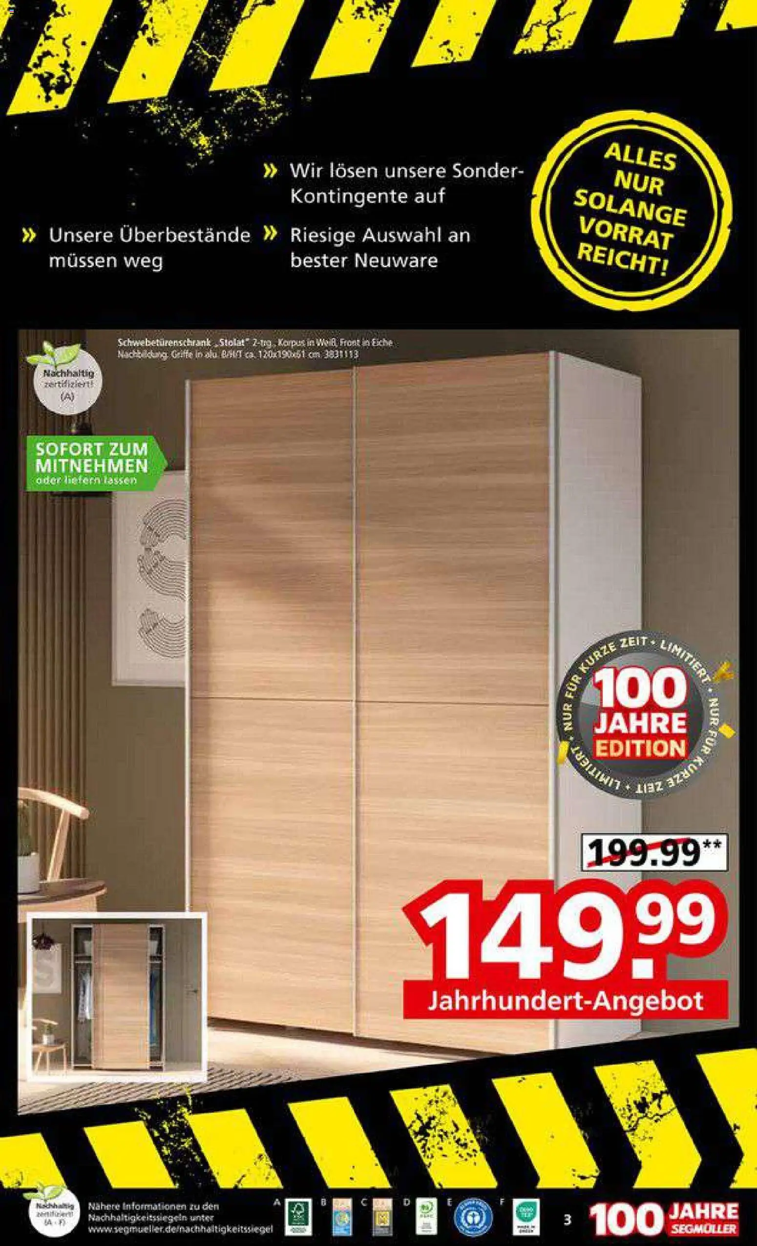 Segmüller Lagerausverkauf bei Segmüller – gültig ab 22.11.2025 | Seite: 3 | Produkte: Schwebetürenschrank