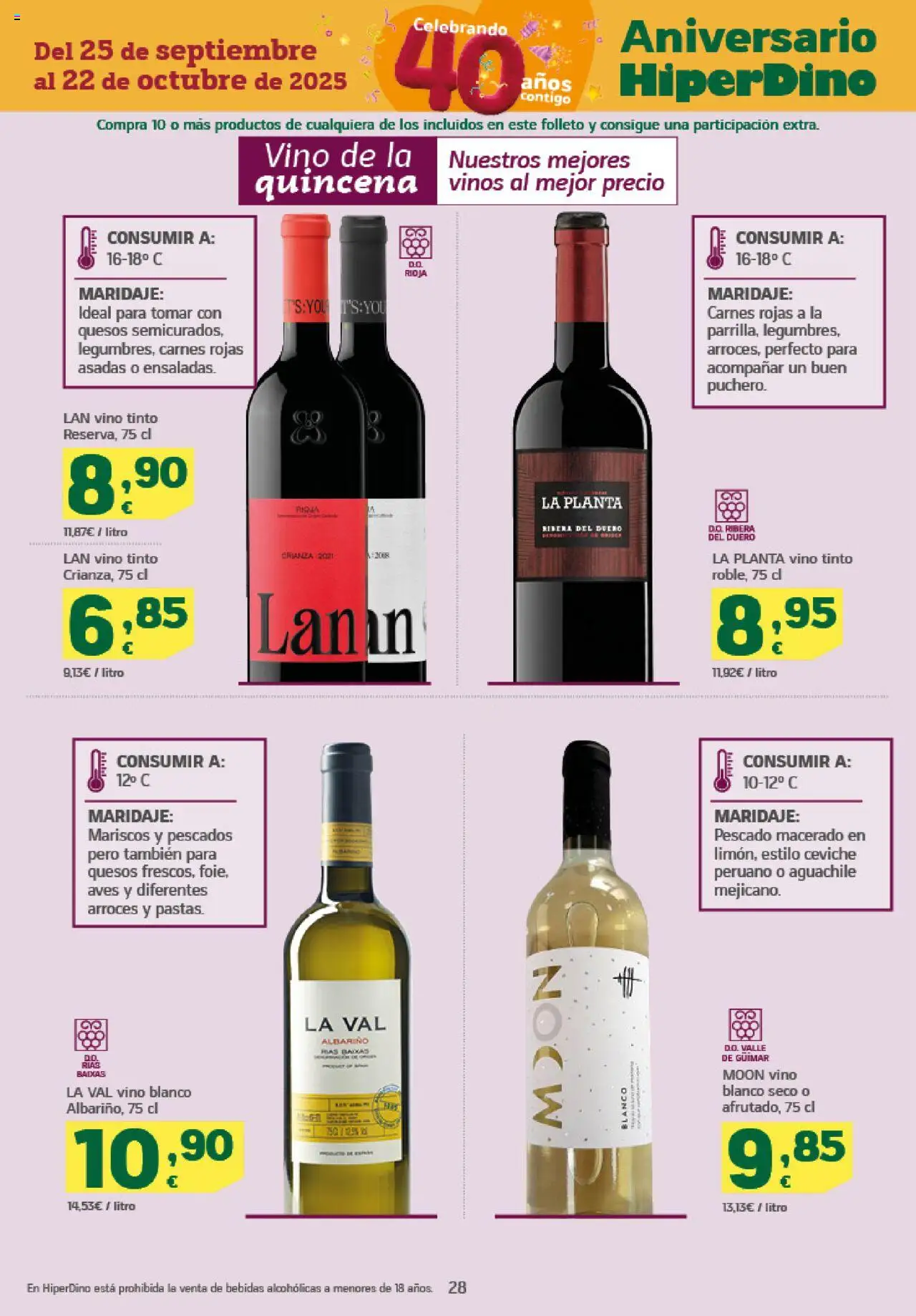 HiperDino folleto │ válido desde el 09.10.2025 | Página: 28 | Productos: Vino, Pescado