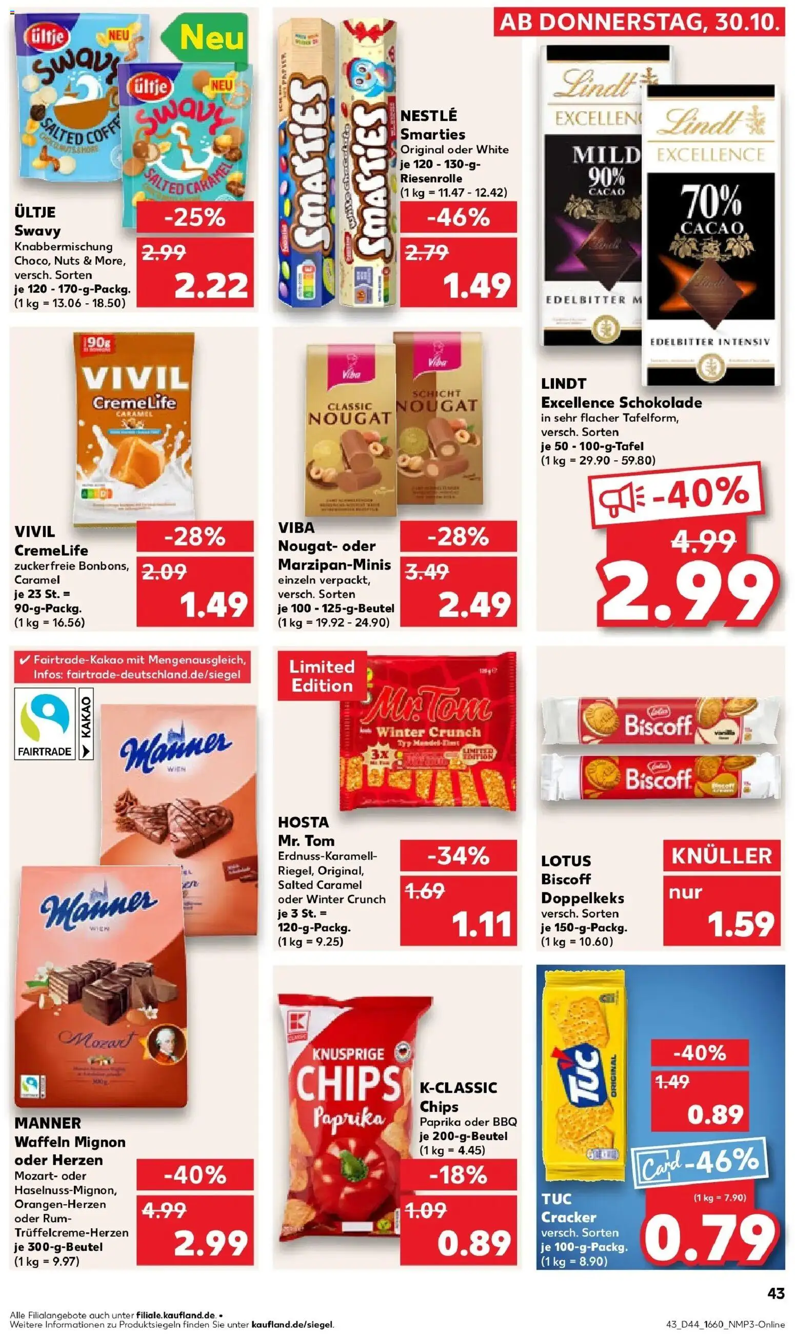 Kaufland prospekt Rathenow	 – gültig ab 03.11.2025 | Seite: 43 | Produkte: Smarties, Waffeln, Paprika, Chips