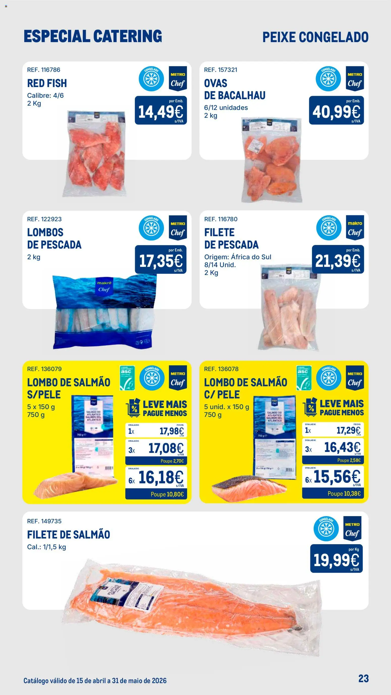 Makro Especial Catering │ válido de 15.04.2026 | Página: 23 | Produtos: Bacalhau, Pescada, Lombo, Peixe