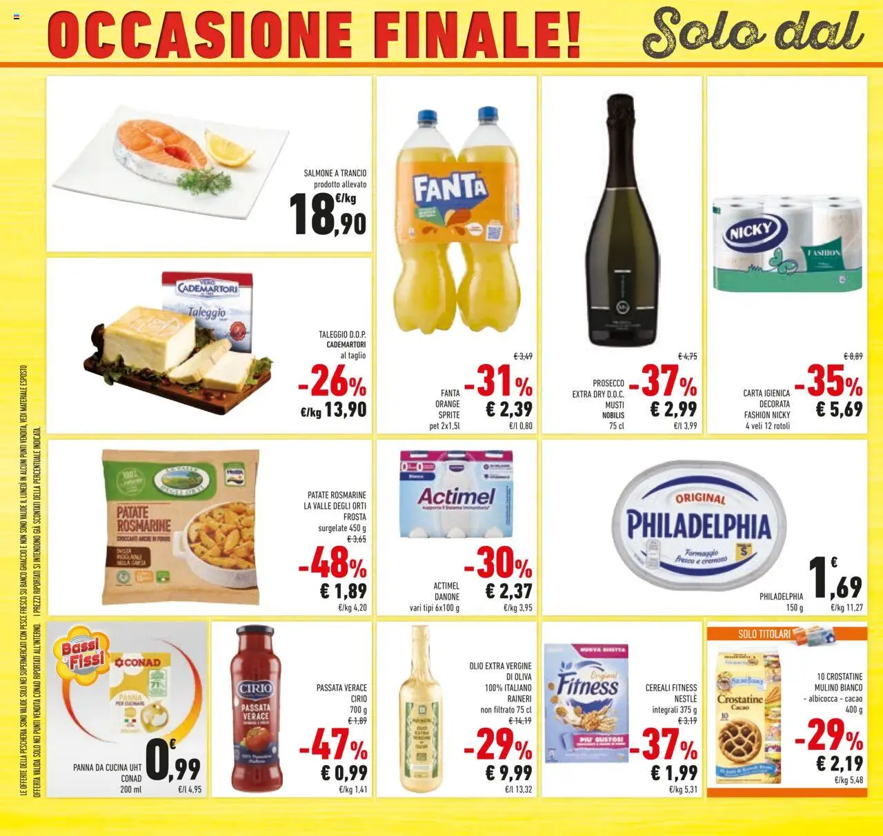 Volantino Conad del 08.10.2025 | Pagina: 48 | Prodotti: Salmone, Pesce, Olive, Crostatine
