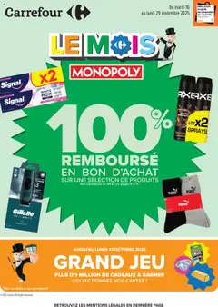 Carrefour - Prévisualisation de Carrefour Le mois monopoly valide à partir de 16.09.2025