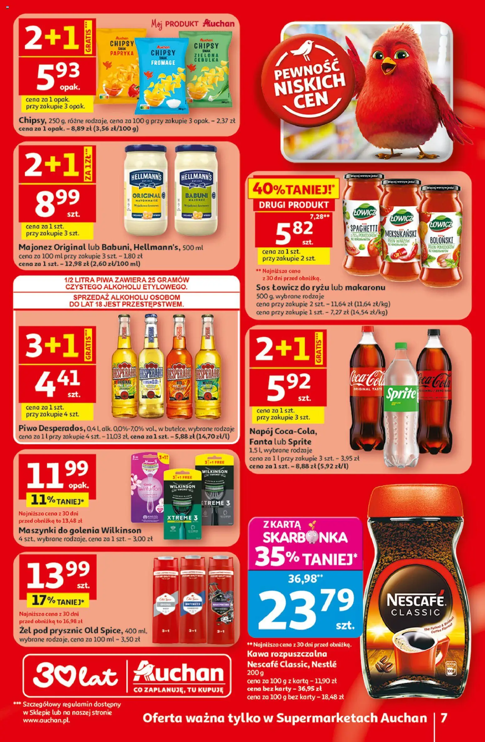 Auchan gazetka od 29.04.2026 | Strona: 7 | Produkty: Kawa, Piwo, Żel pod prysznic, Majonez