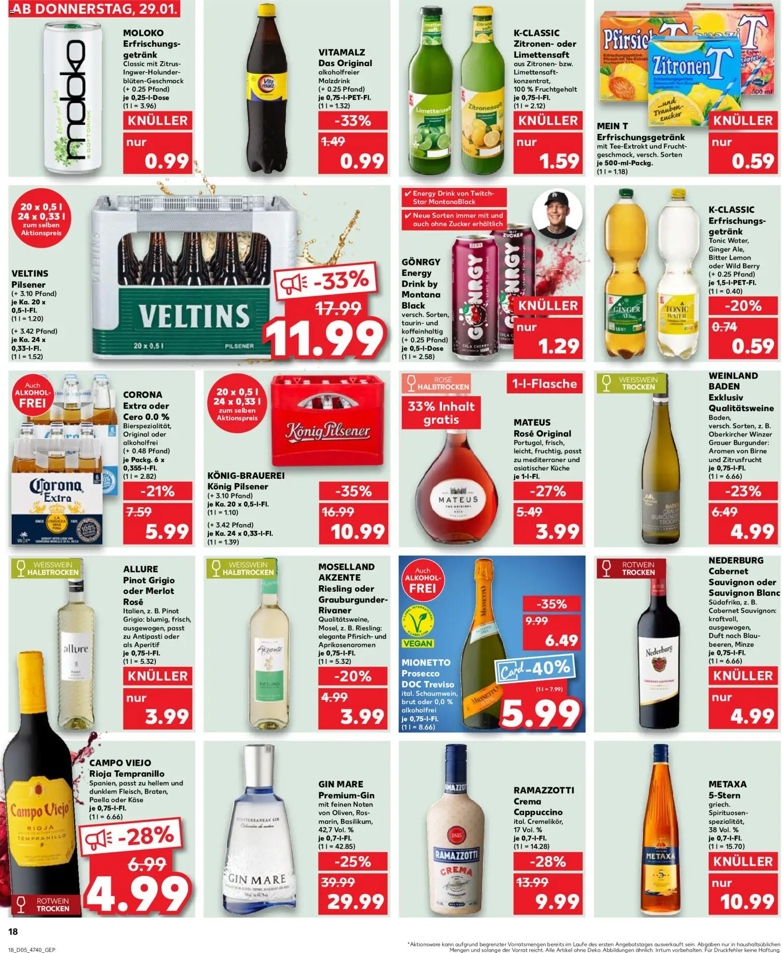 Kaufland prospekt Hannover	 – gültig ab 29.01.2026 | Seite: 18 | Produkte: Käse, Trauben, Prosecco, Pfirsich