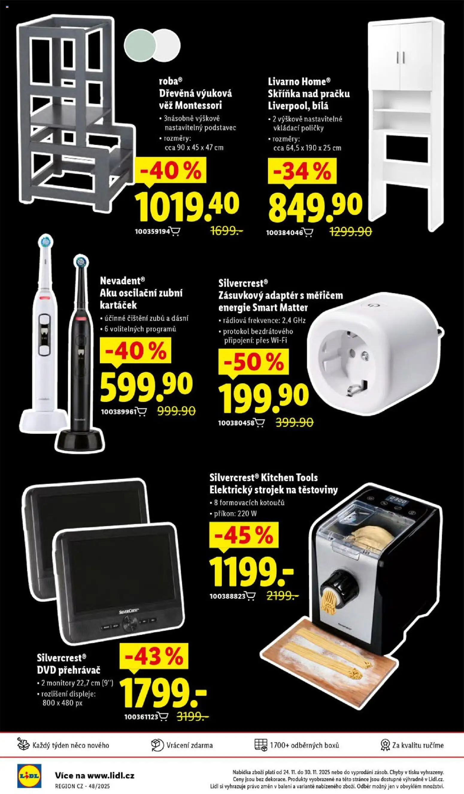 Lidl Black Friday od 24.11.2025 | Strana: 34 | Produkty: Přehrávač, Adaptér, Strojek na těstoviny, DVD