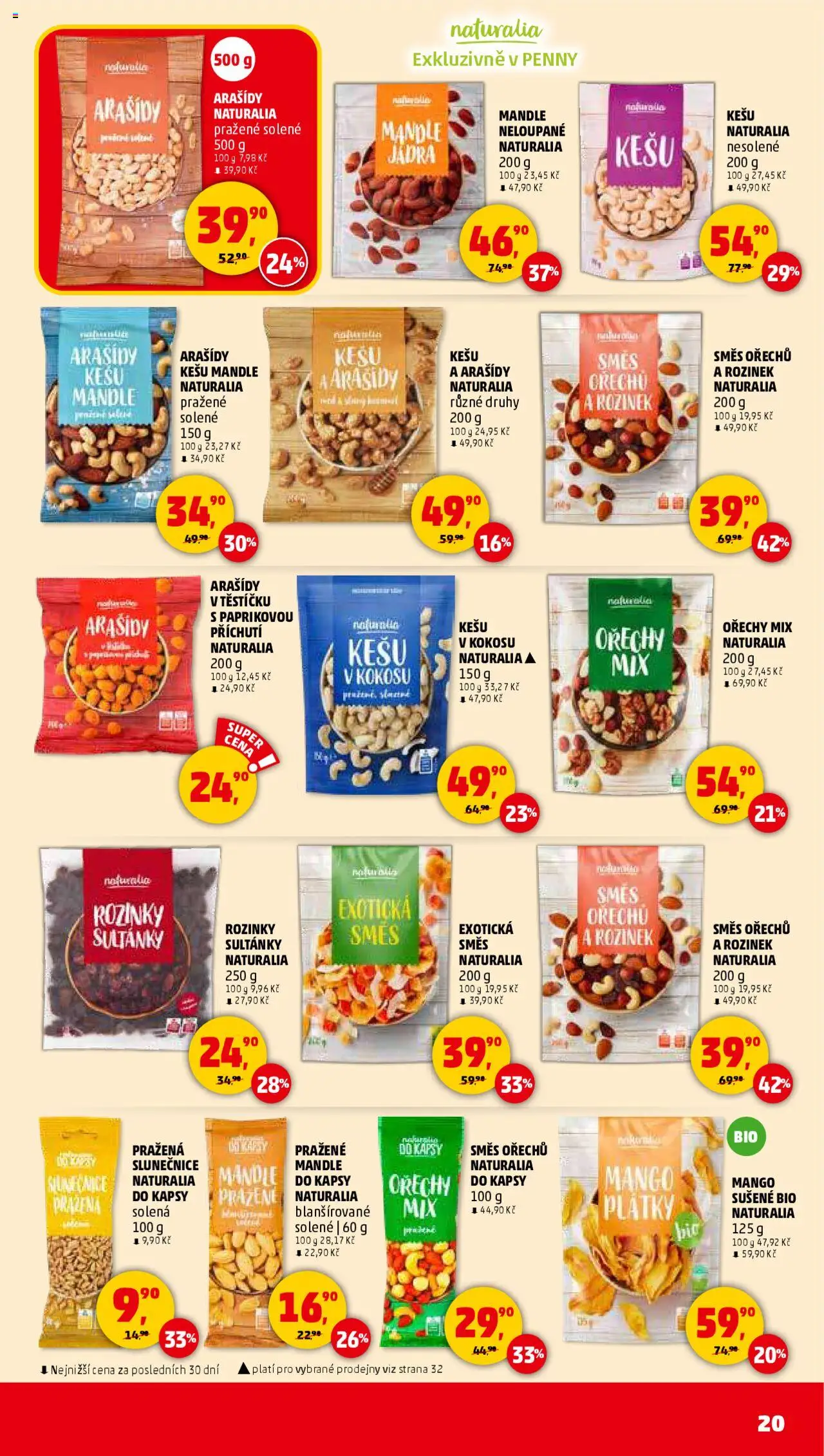 Penny Market leták - Čtvrtečník od 23.10.2025 | Strana: 20 | Produkty: Mango, Arašídy, Směs ořechů, Mandle