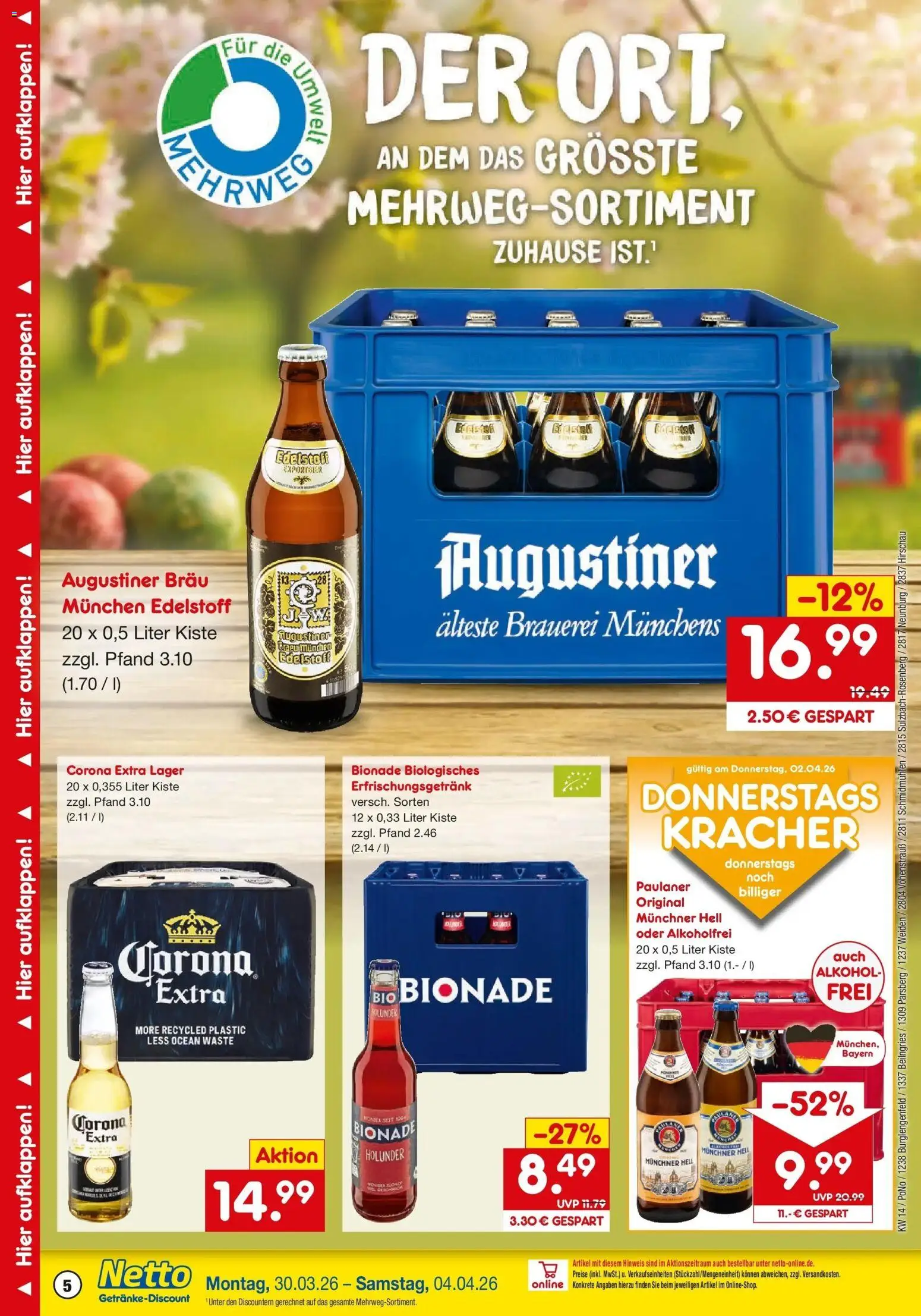 Netto Marken-Discount Prospekt Beilngries	 – gültig ab 30.03.2026 | Seite: 5 | Produkte: Bionade, Paulaner