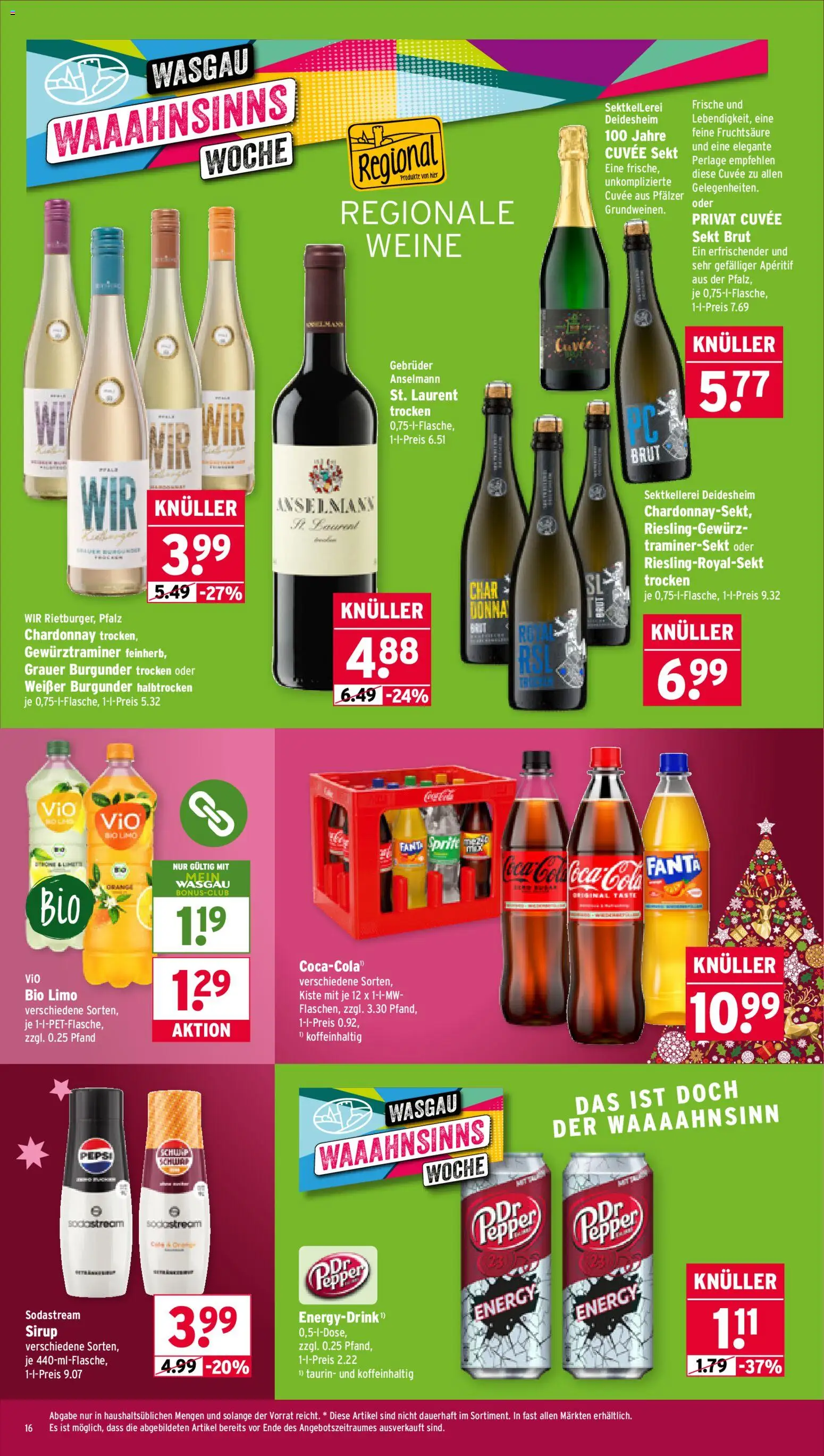 Wasgau Prospekt 	 – gültig ab 01.12.2025 | Seite: 16 | Produkte: Fanta, Cola, Sekt, Sodastream