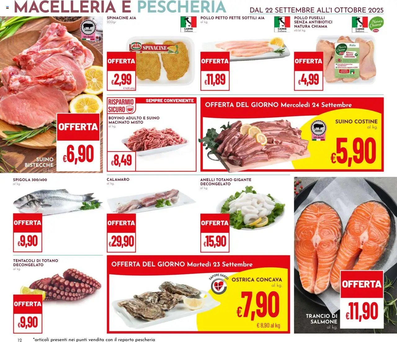 Volantino Pan del 22.09.2025 | Pagina: 12 | Prodotti: Salmone, Suino, Spigola, Totano