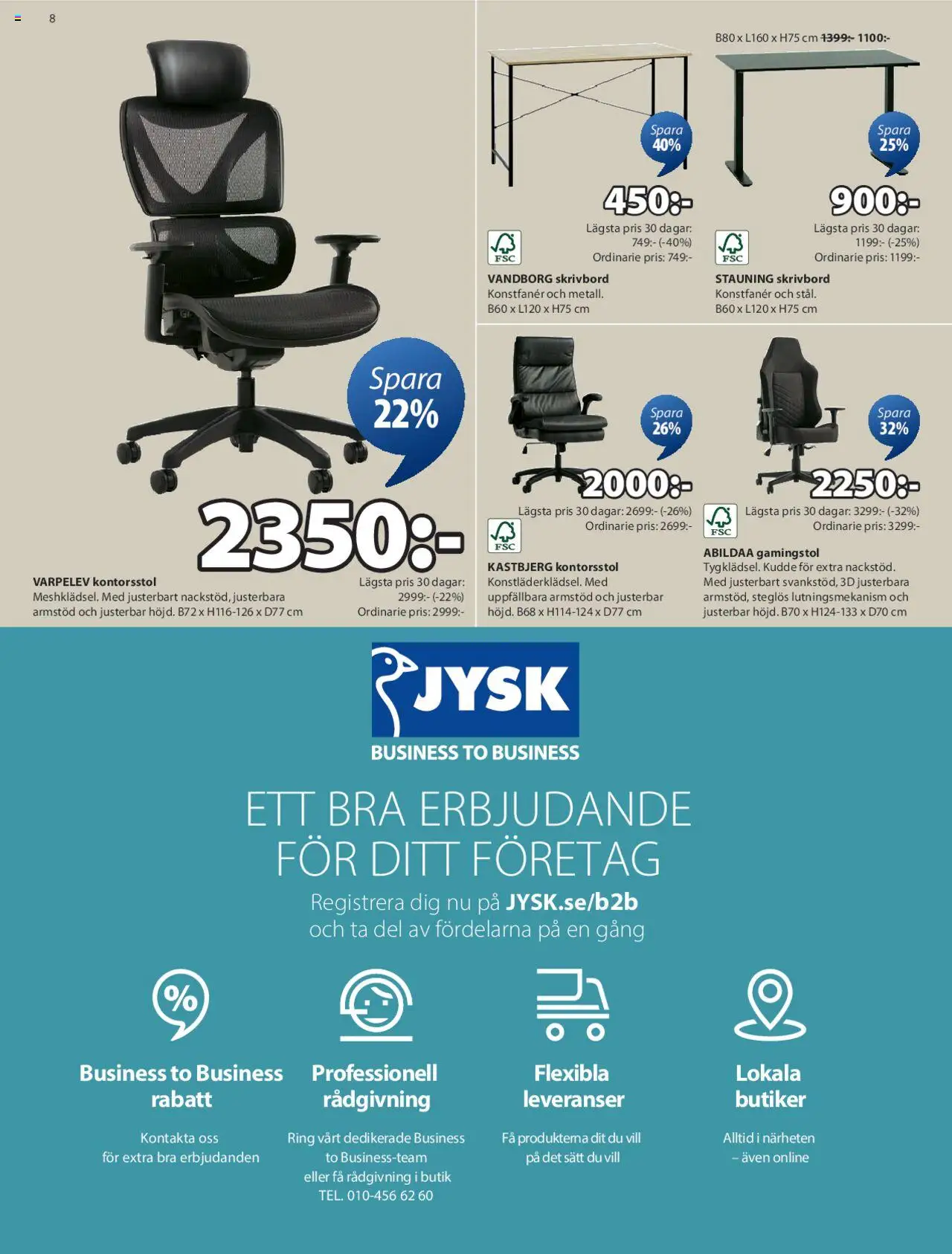 JYSK reklamblad aktuell från 25.08.2025 | Sida: 9 | Produkter: Gamingstol, Kontorsstol, Skrivbord, Kudde
