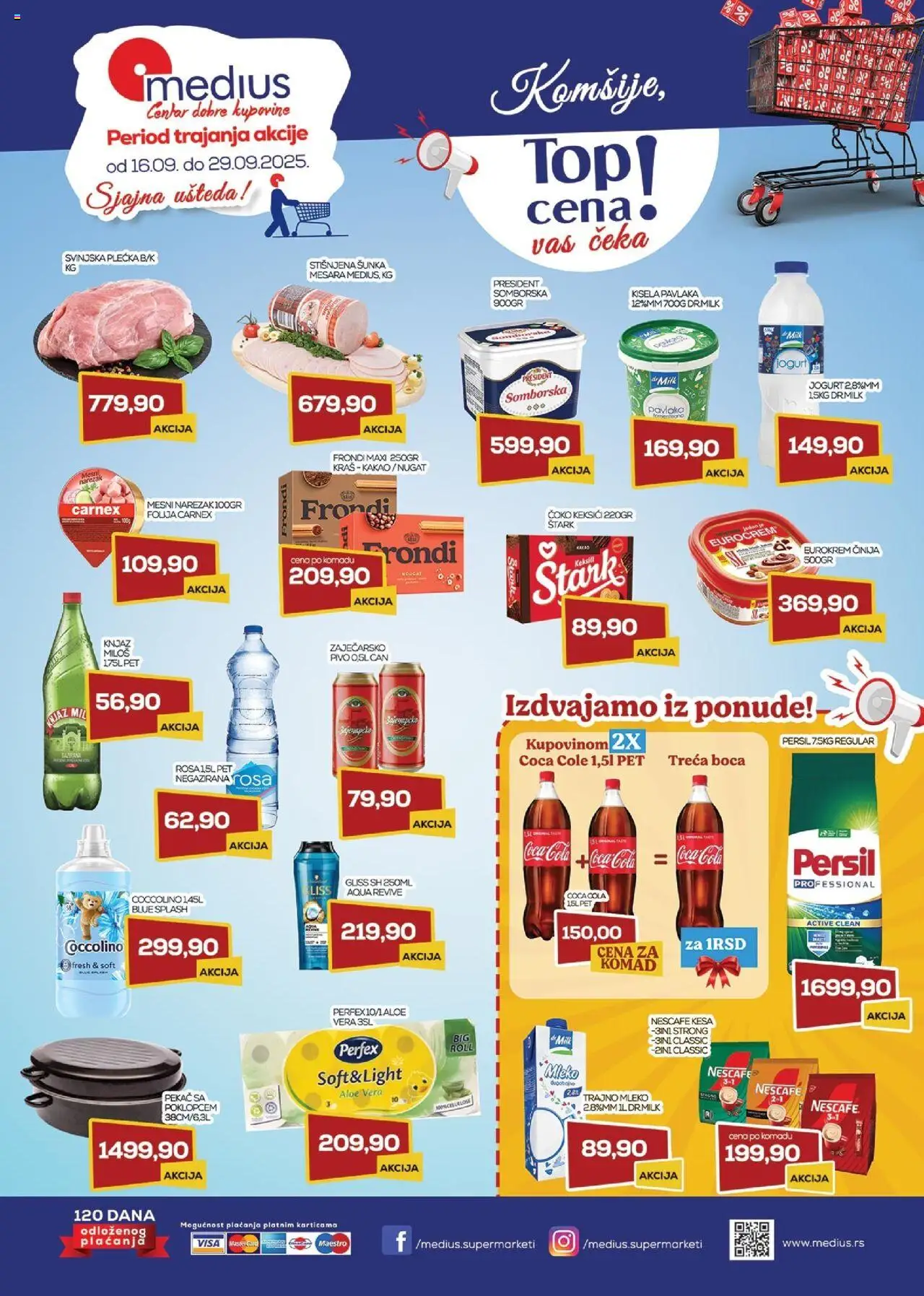 Medius katalog - važi od 16.09.2025 | Strana: 1 | Proizvode: Coca Cola, Eurocrem, Narezak, Persil