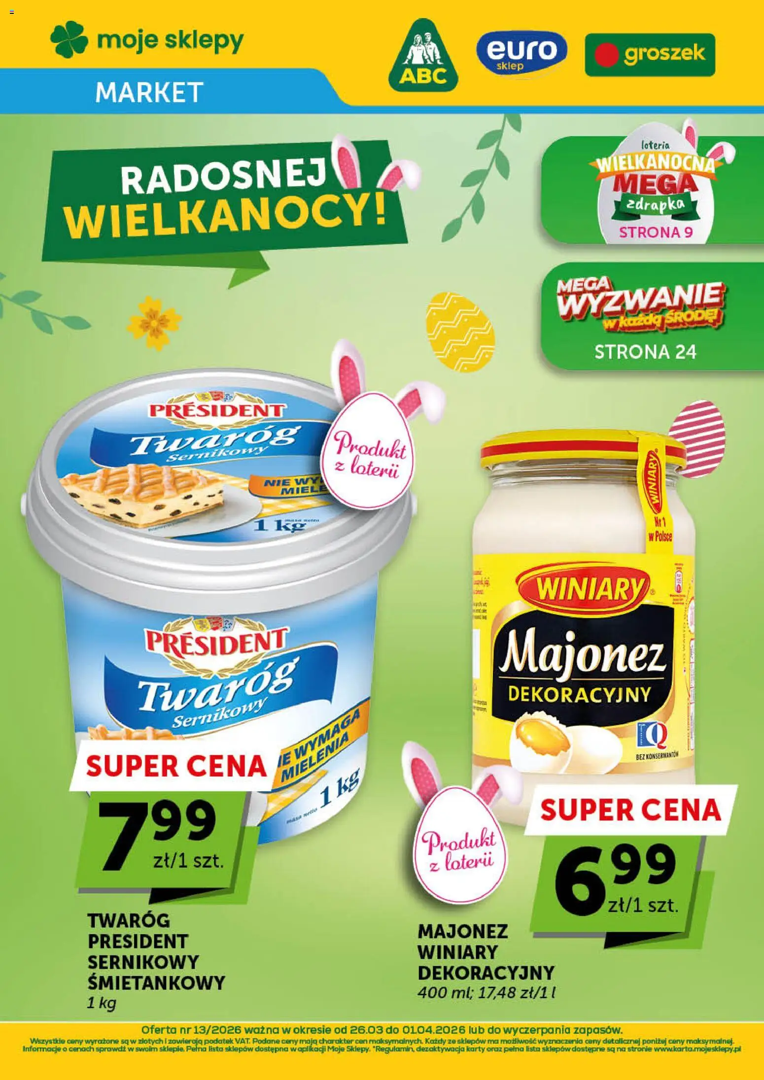 Groszek gazetka - Market od 26.03.2026 | Strona: 1 | Produkty: Groszek, Twaróg, Majonez