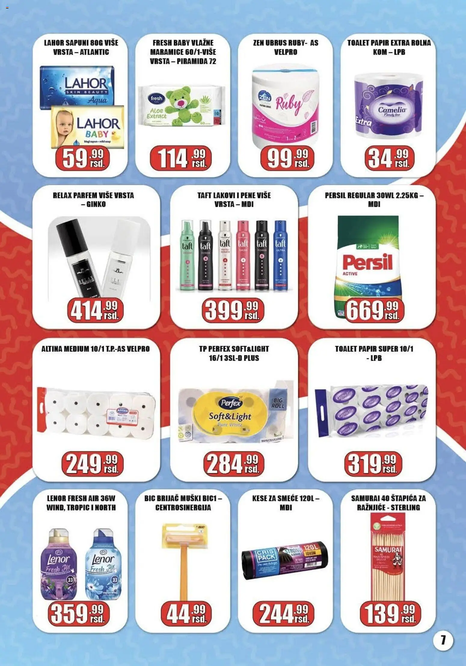 Gala MARKET katalog - važi od 05.04.2026 | Strana: 7 | Proizvode: Lenor, Brijač, Ubrus, Sapun