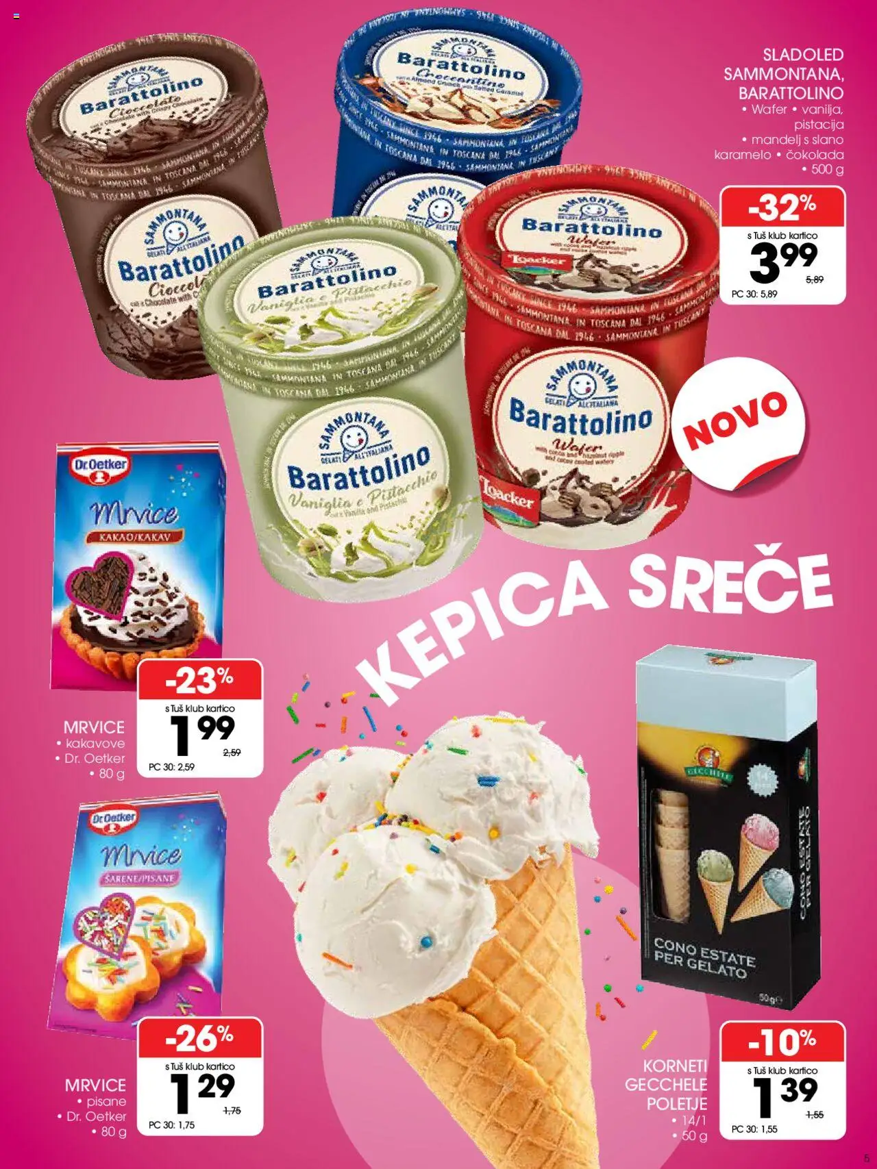 Tuš katalog poletje v kornetu │ velja od 02.07.2025 | Stran: 5 | Izdelki: Cokolada, Sladoled