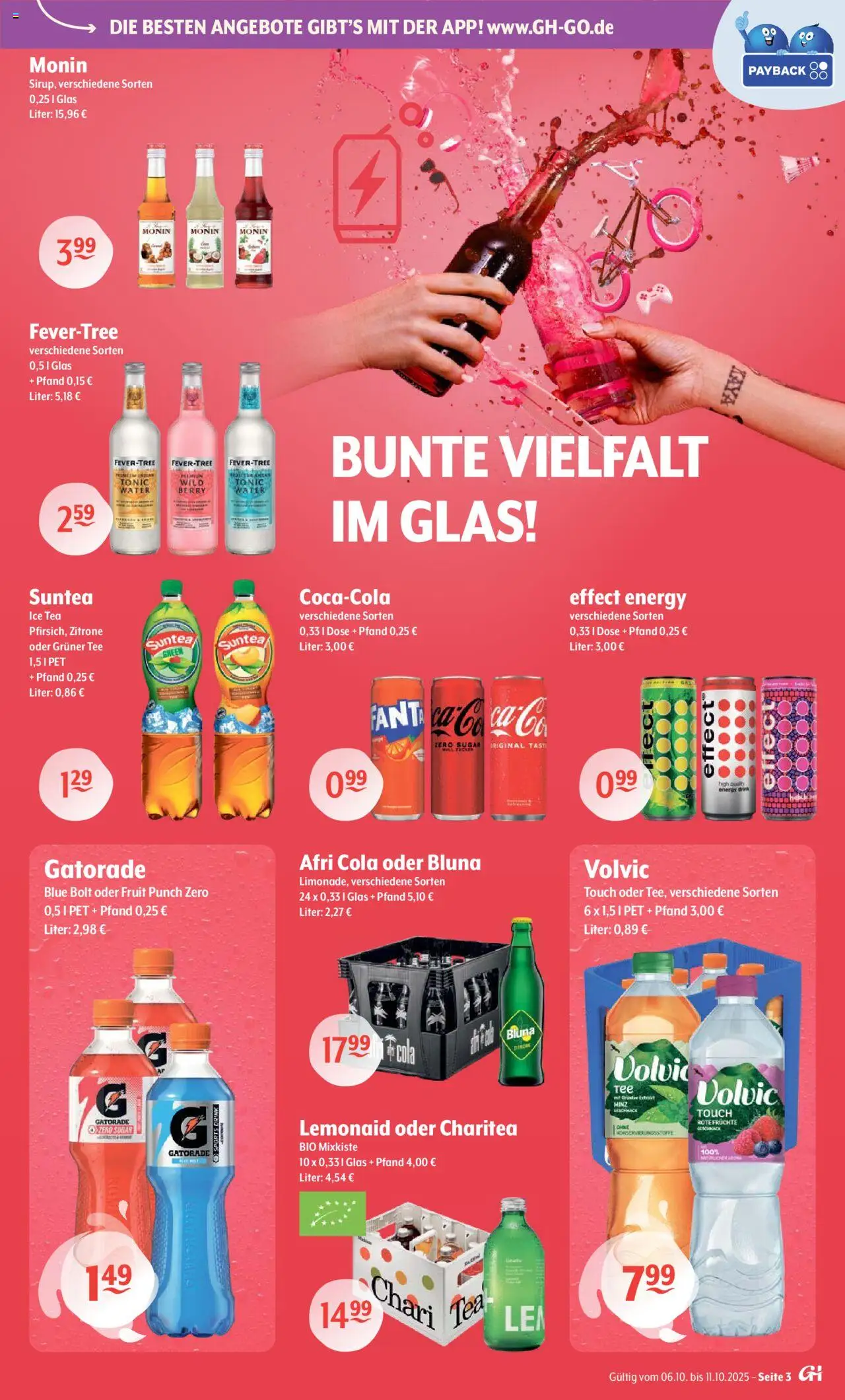Trink und Spare Prospekt – gültig ab 06.10.2025 | Seite: 3 | Produkte: Cola, Energy, Zitrone, Tee