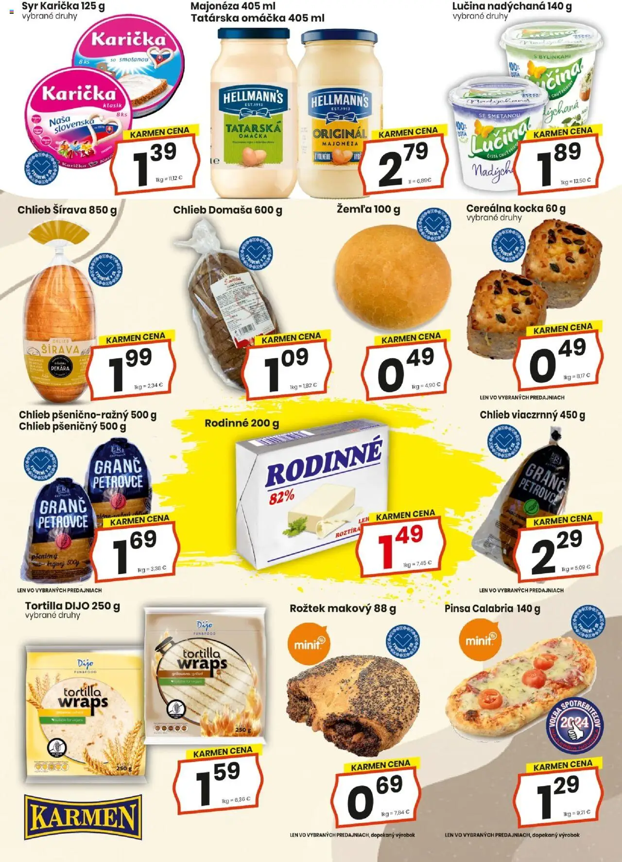 KARMEN CBA maloobchod │ platný od 17.07.2025 | Strana: 7 | Produkty: Syr, Chlieb, Tortilla, Tatárska omáčka