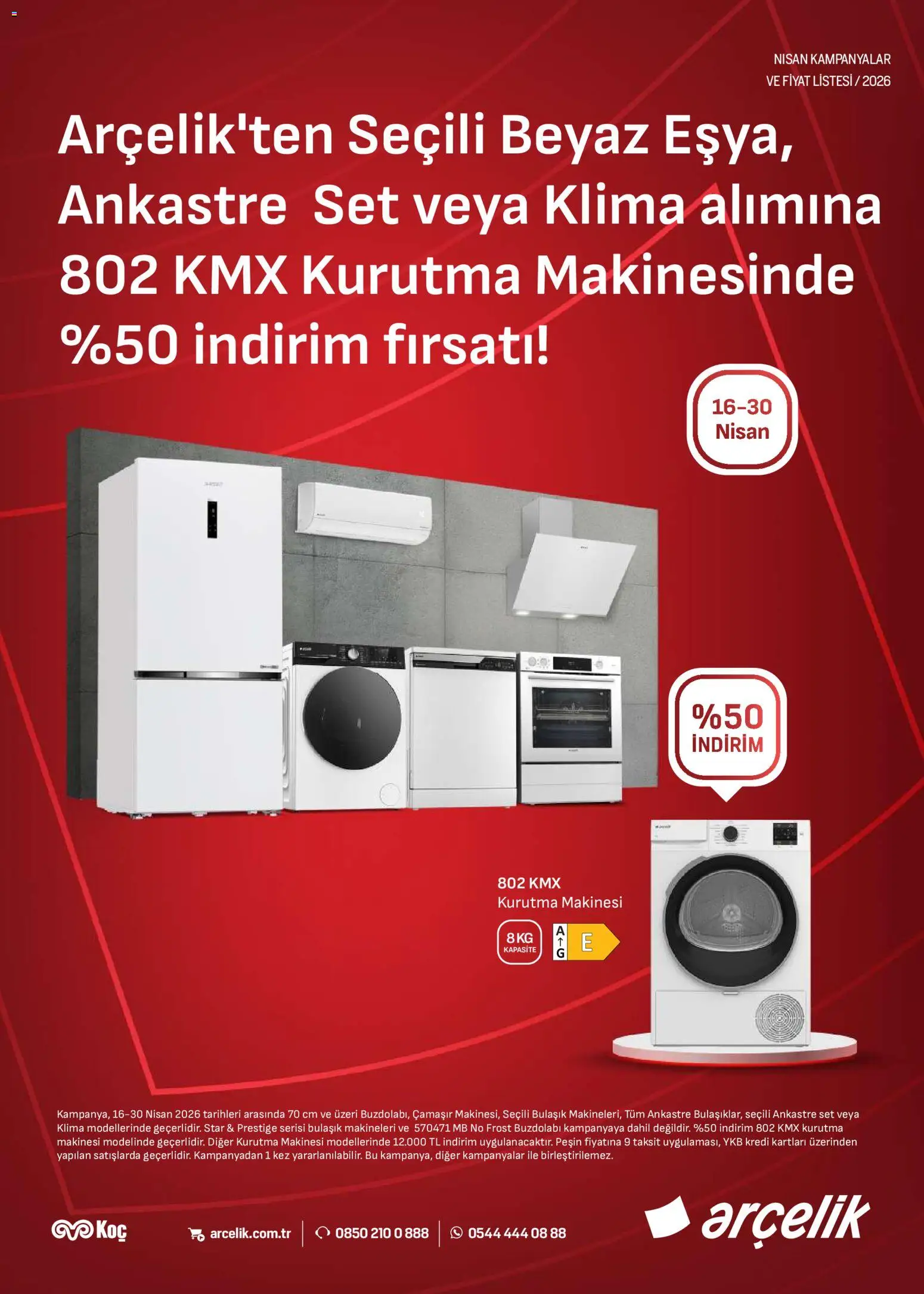 Arçelik Katalog - 16.04.2026 tarihinden itibaren geçerlidir | Sayfa: 4 | Ürünler: Kurutma makinesi, Buzdolabı, Klima
