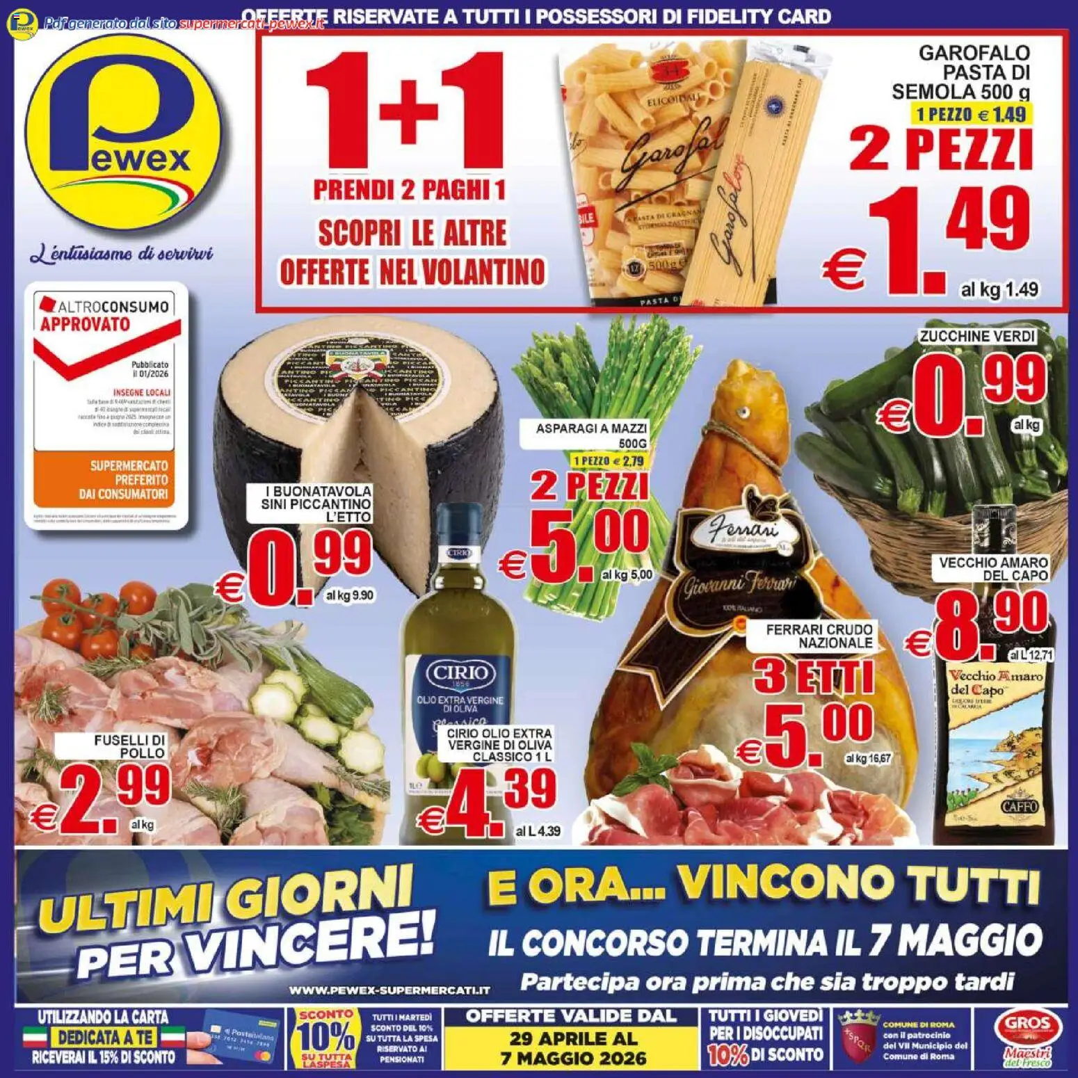 Volantino Pewex del 29.04.2026 | Pagina: 1 | Prodotti: Tè, Olio, Pasta, Amaro