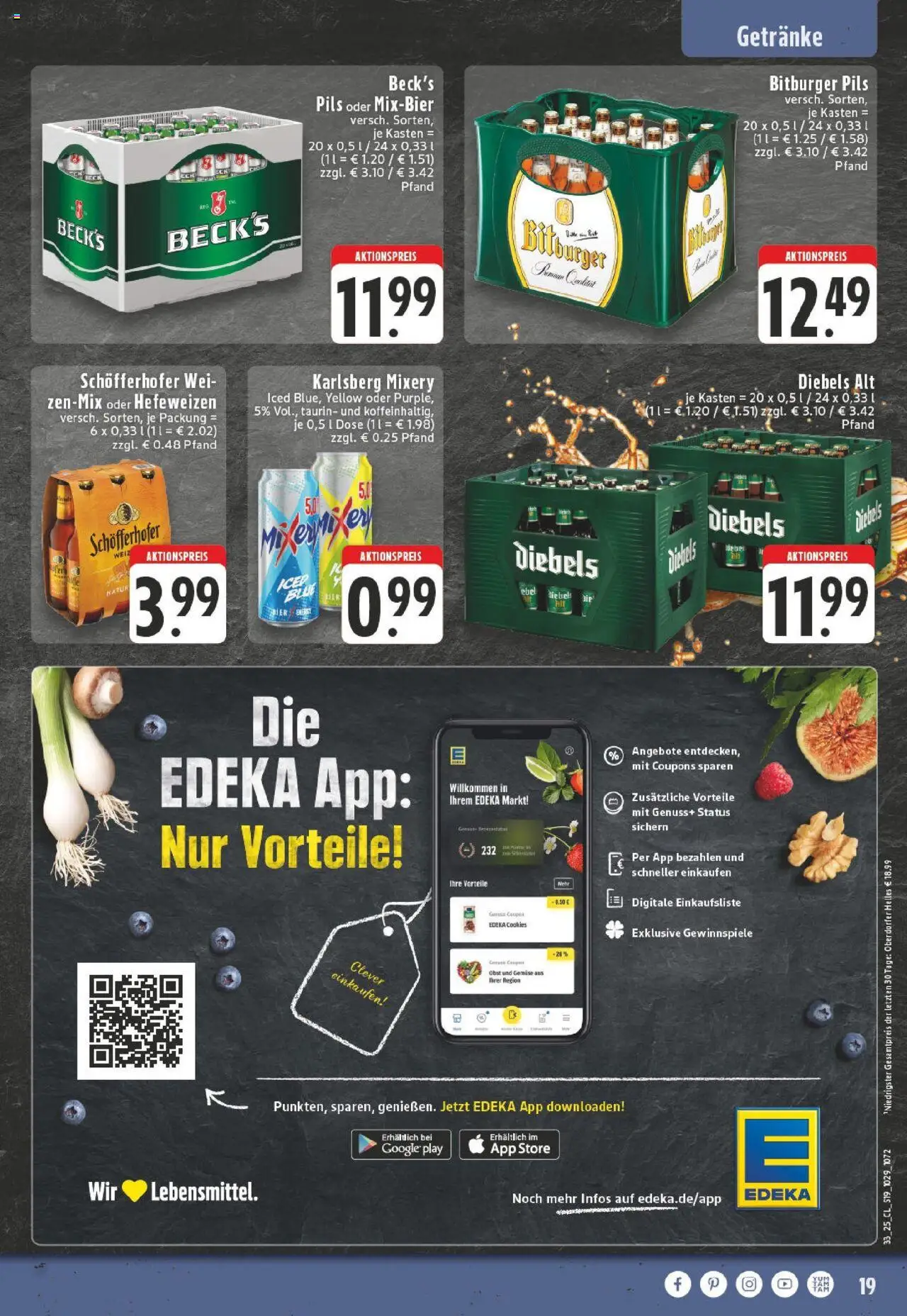 Edeka prospekt Kempen	 - gültig ab dem 11.08.2025 | Seite: 19 | Produkte: Bitburger, Pils, Obst, Diebels