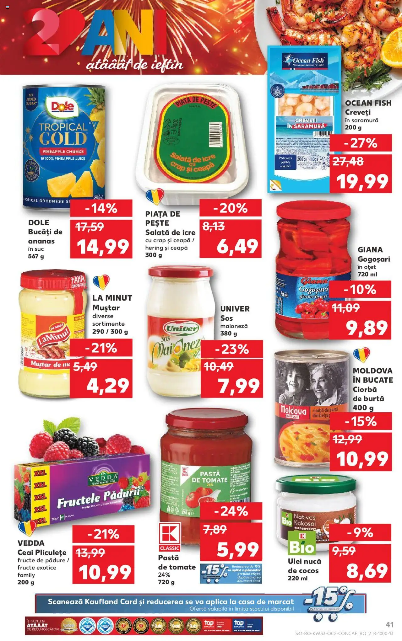 Kaufland RO akciós ujság - amely érvényes a következő dátumtól: 13.08.2025 | Oldal: 41 | Termékek: Hering, Saláta, Mustár