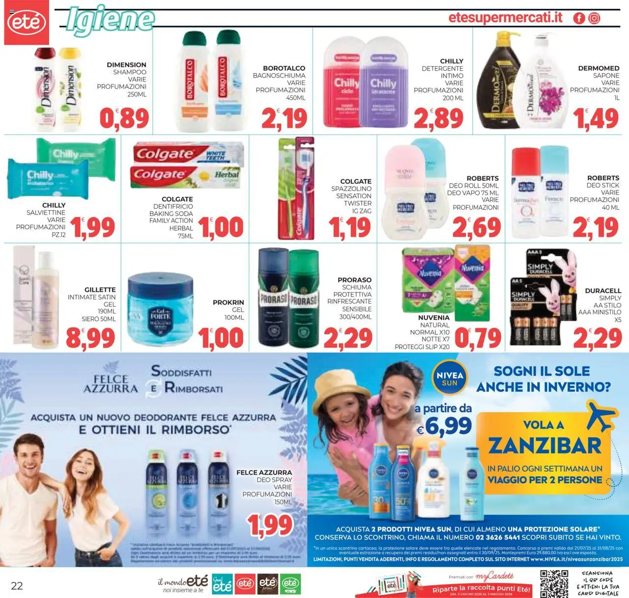 Volantino Eté del 05.08.2025 | Pagina: 22 | Prodotti: Shampoo, Bagnoschiuma, Detergente, Intimo