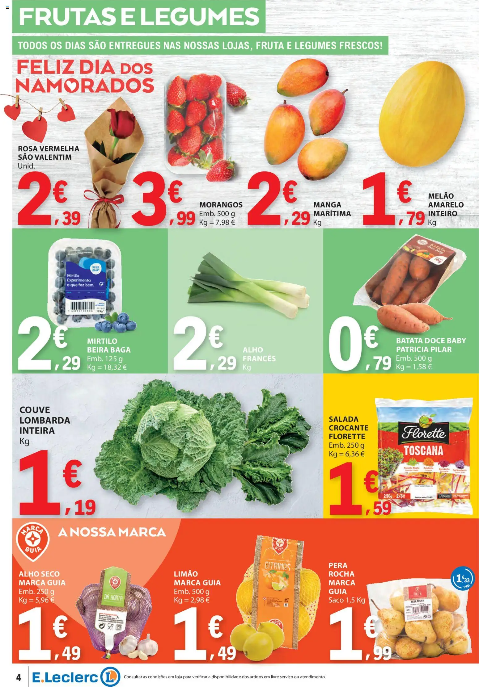 E.Leclerc folheto │ válido de 12.02.2026 | Página: 4 | Produtos: Batata, Morangos, Melão, Salada
