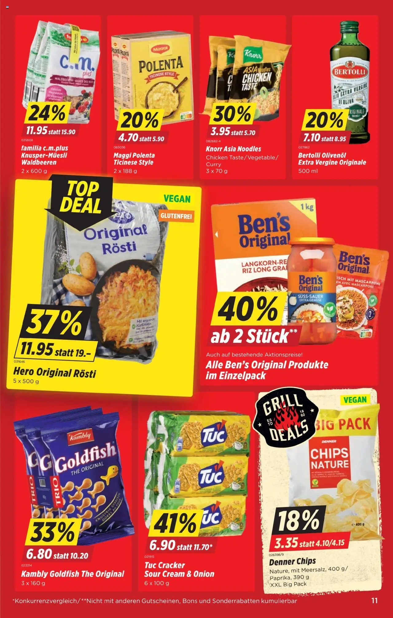 Denner Aktionen ab 12.08.2025 | Seite: 11 | Produkte: Mascarpone, Gemüse, Chips, Grill