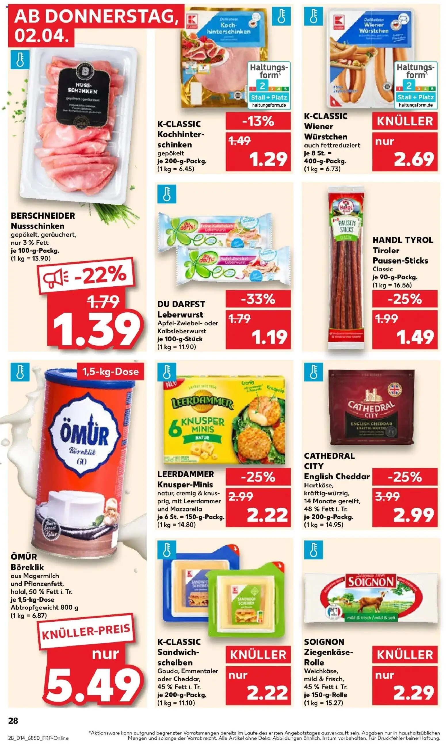 Kaufland Prospekt Pocking	 – gültig ab 02.04.2026 | Seite: 30 | Produkte: Wiener wurstchen, Mozzarella, Ziegenkäse, Schinken