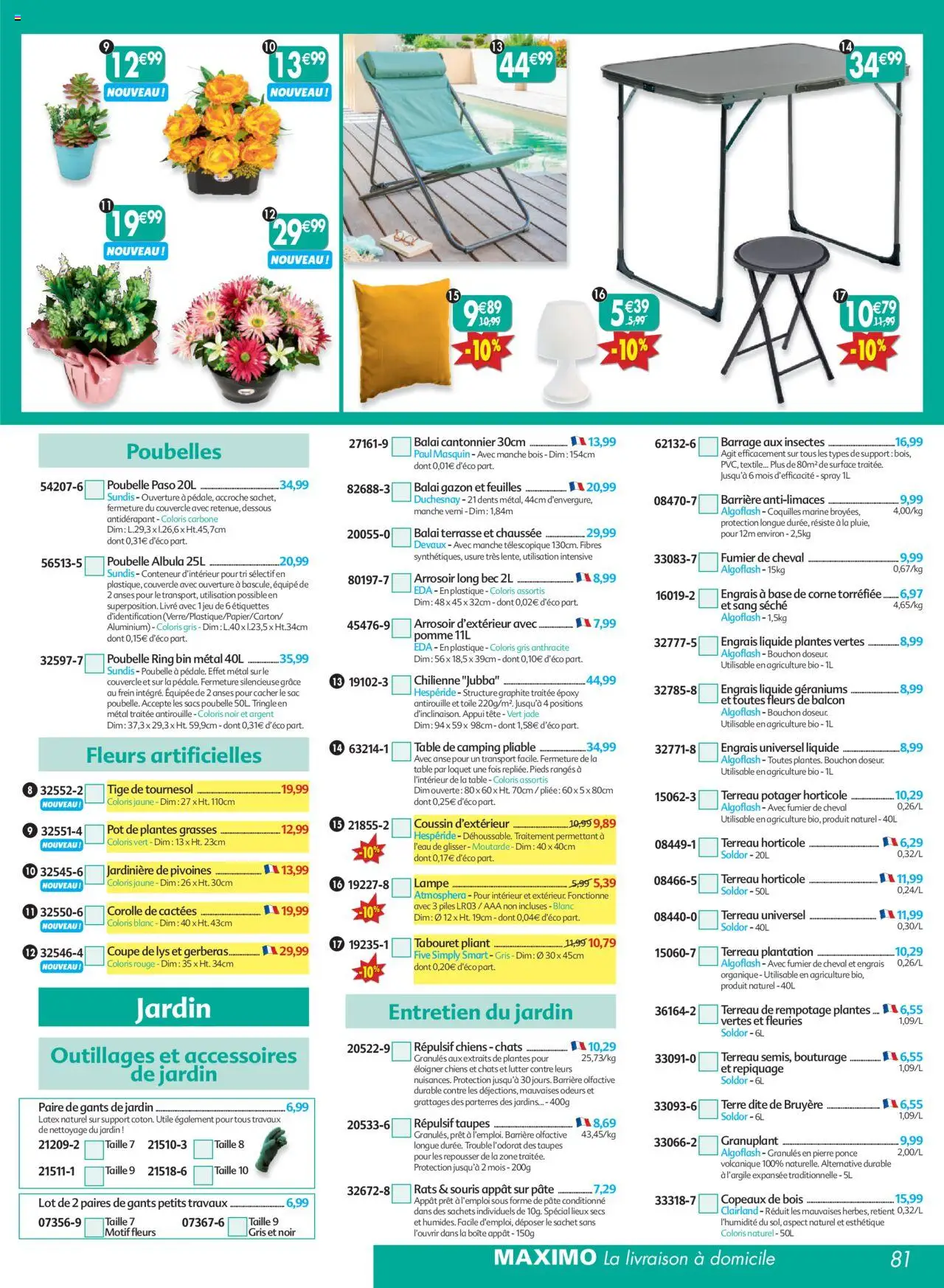  | Page: 81 | Produits: Poubelle, Gazon, Balai, Livre