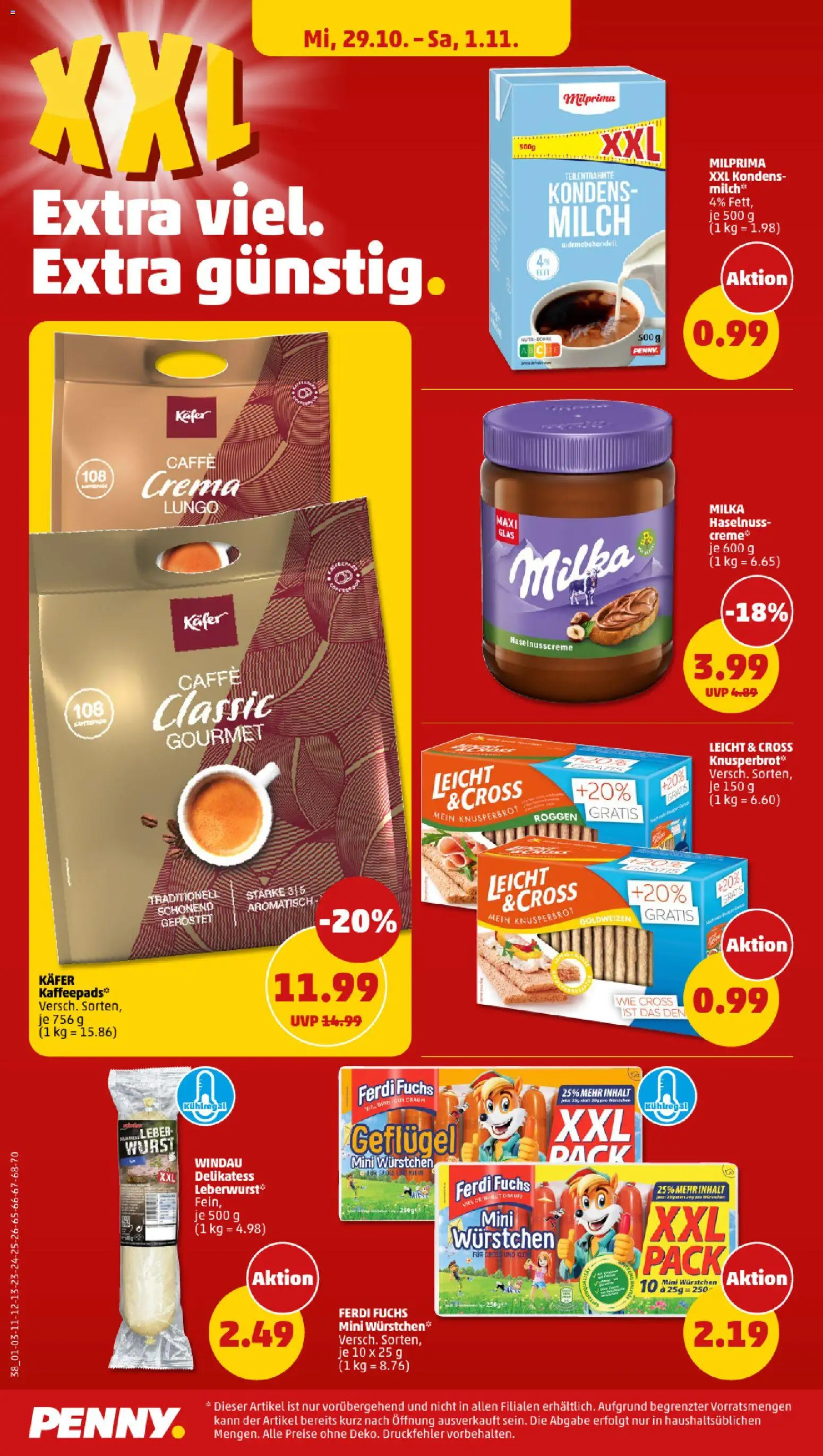 Penny Prospekt 	 – gültig ab 27.10.2025 | Seite: 40 | Produkte: Kaffeepads, Milch, Milka, Wurst