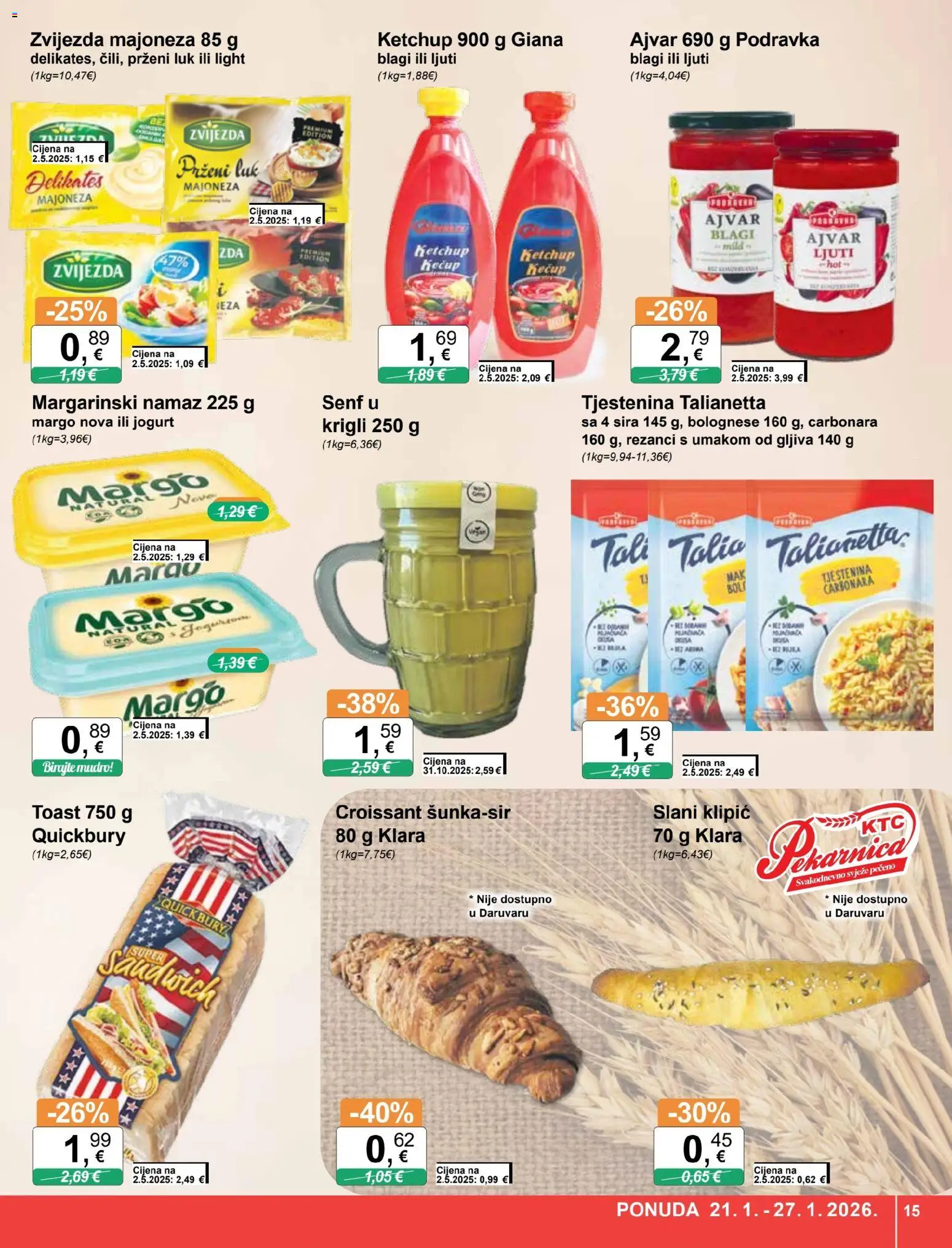 KTC katalog | vrijedi od 21.01.2026 | Stranica: 15 | Proizvodi: Toast, Podravka, Rezanci, Senf