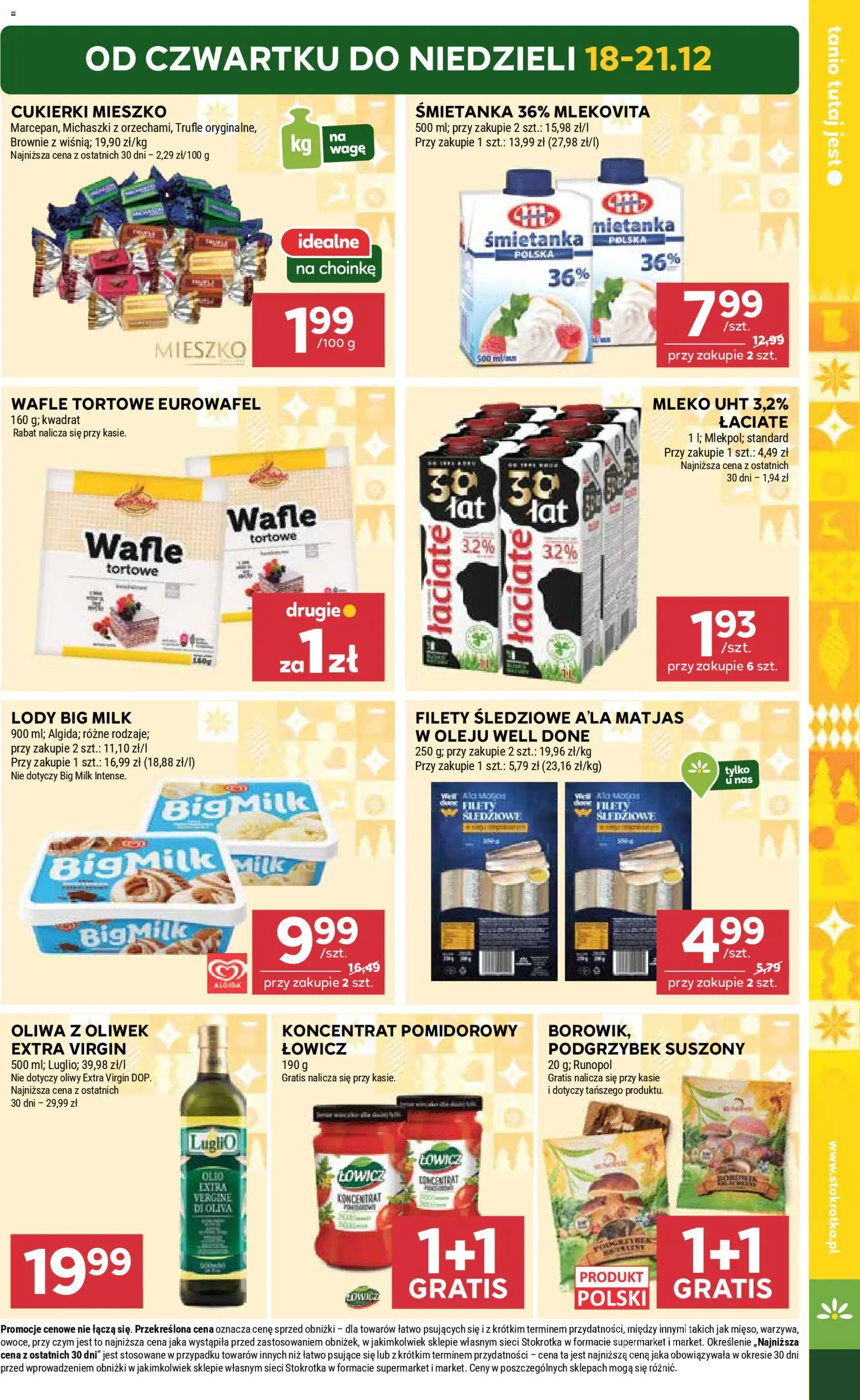 Stokrotka Gazetka od 18.12.2025 | Strona: 5 | Produkty: Oliwa z oliwek, Wafle, Big Milk, Cukierki