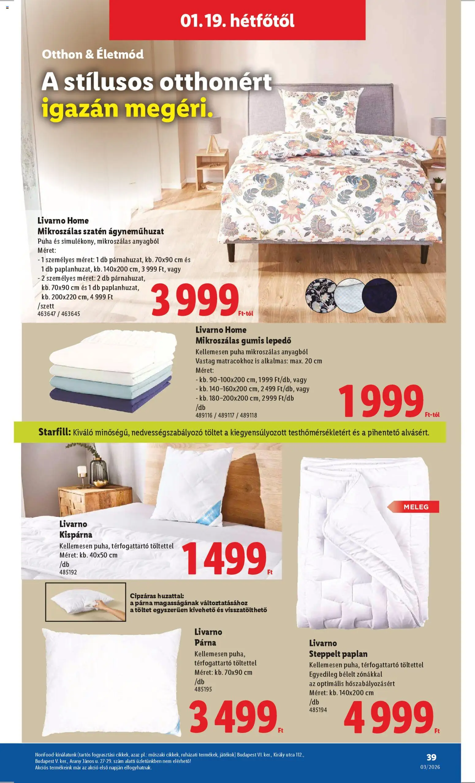 Lidl akciós ujság - amely érvényes a következő dátumtól: 15.01.2026 | Oldal: 39 | Termékek: Gumis lepedő, Játékok, Párna, Lepedő