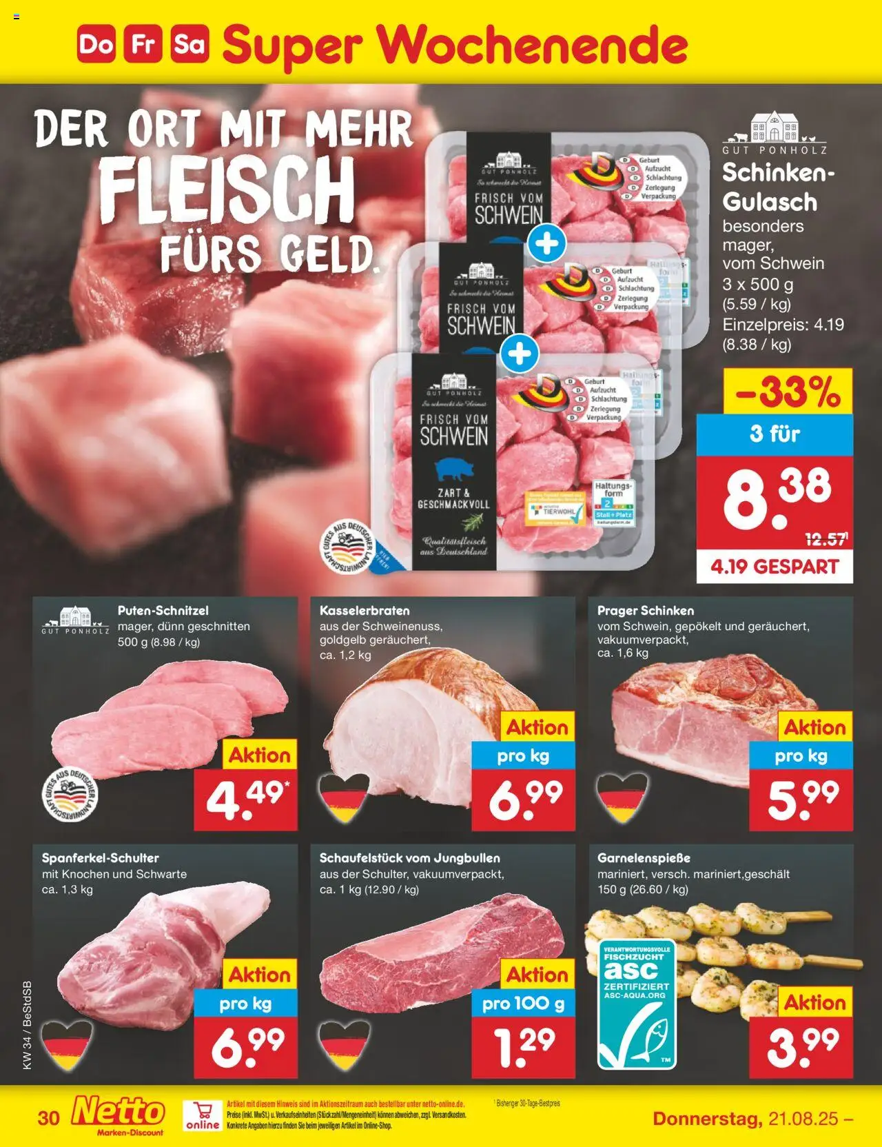 Netto Marken-Discount Prospekt 	 - gültig ab dem 18.08.2025 | Seite: 56 | Produkte: Gulasch, Putenschnitzel, Schinken, Fleisch