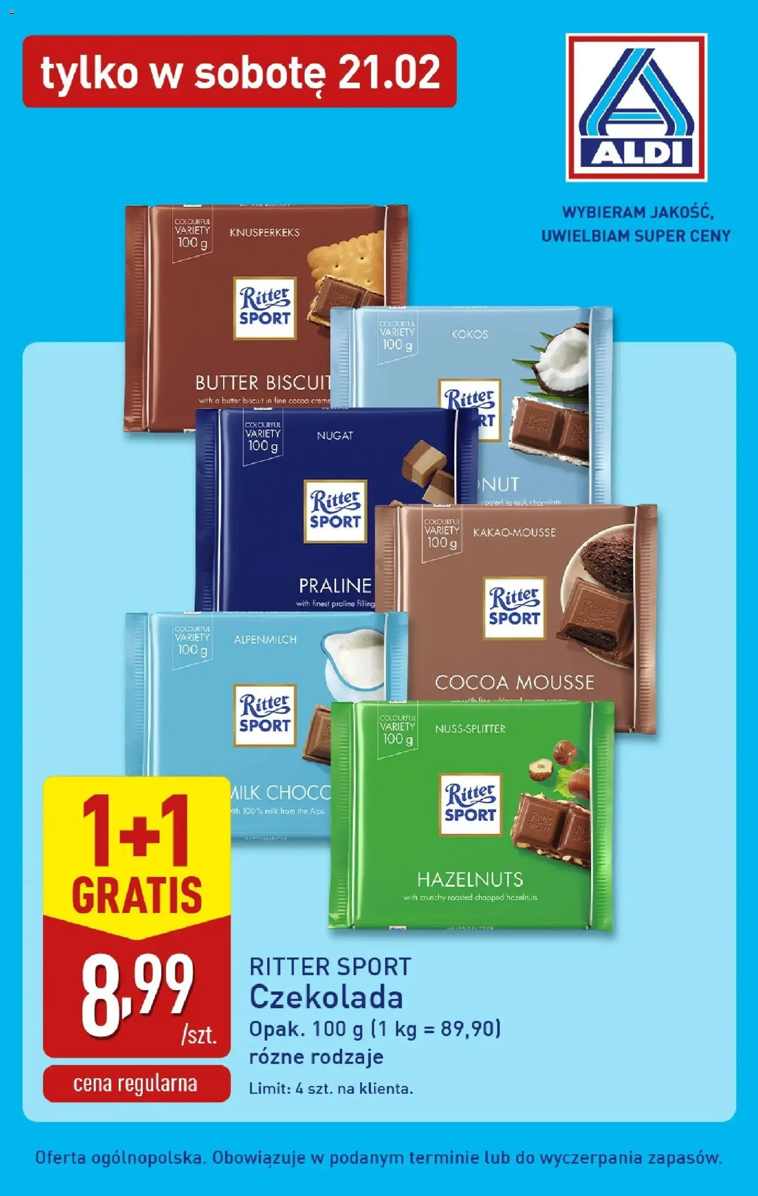 Aldi Gazetka - Tylko w sobotę od 21.02.2026 | Strona: 5 | Produkty: Czekolada