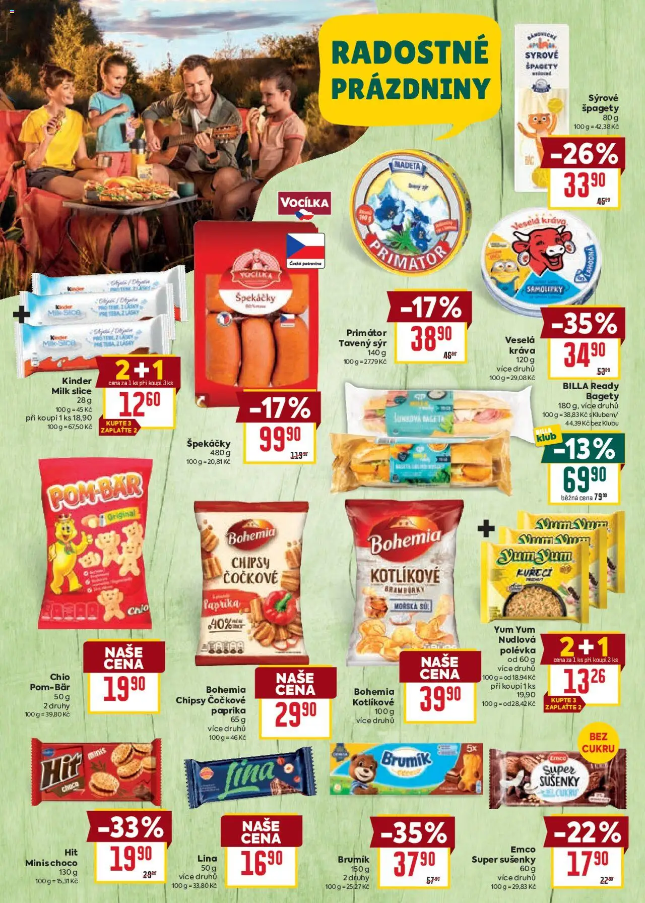 Billa Velký leták od 18.06.2025 | Strana: 10 | Produkty: Tavený sýr, Yum Yum, Bageta, Kinder