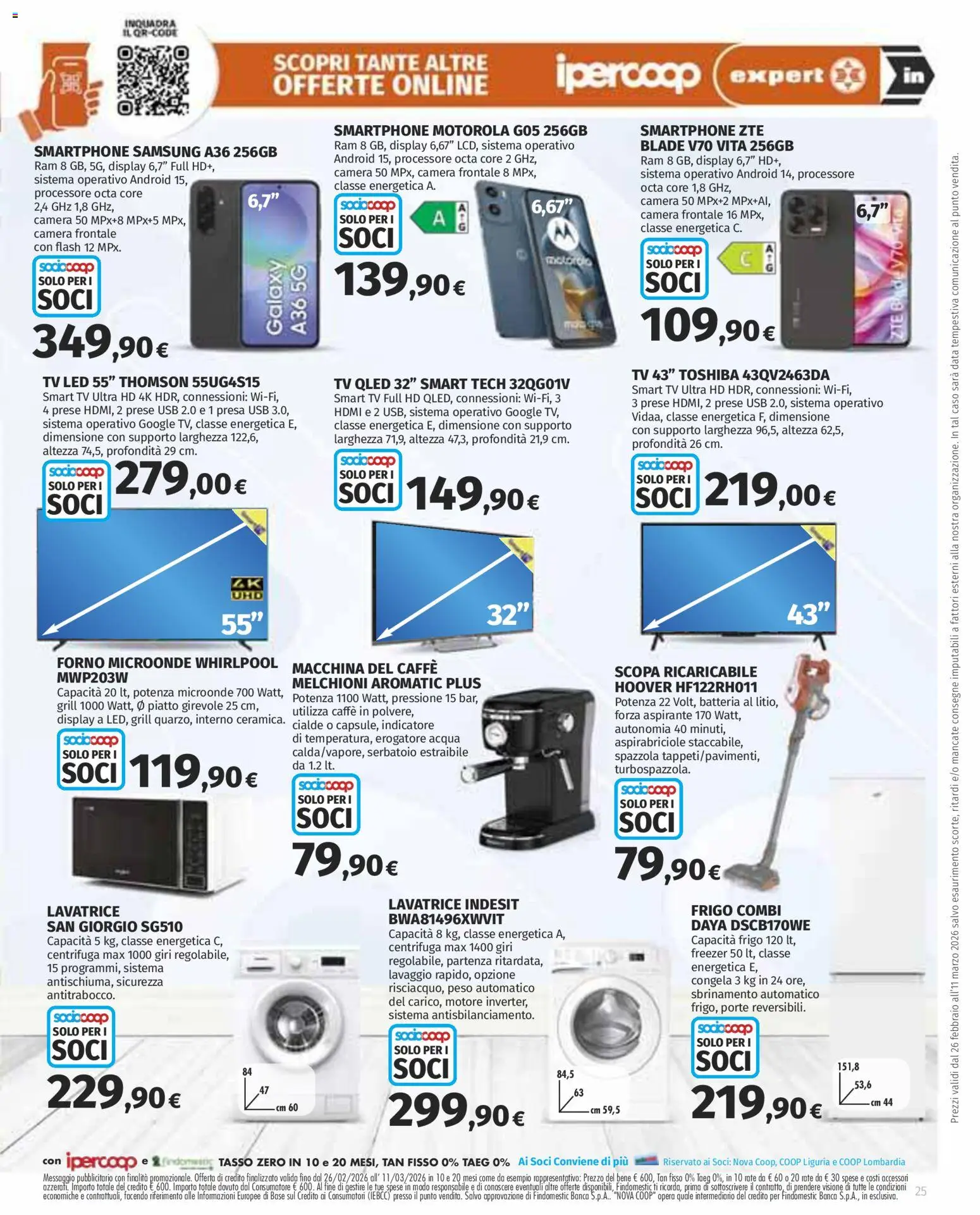 Volantino Ipercoop del 26.02.2026 | Pagina: 25 | Prodotti: smart TV, Centrifuga, Lavatrice, Presa