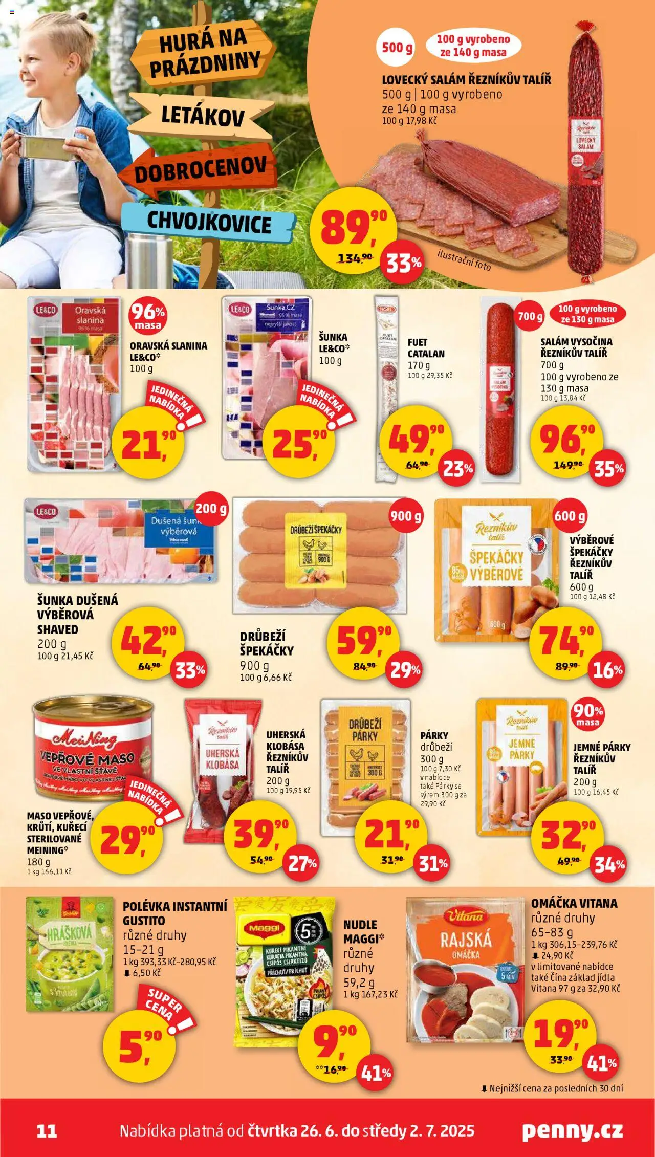 Penny Market leták - Čtvrtečník od 26.06.2025 | Strana: 11 | Produkty: Šunka, Maggi, Maso, Fuet