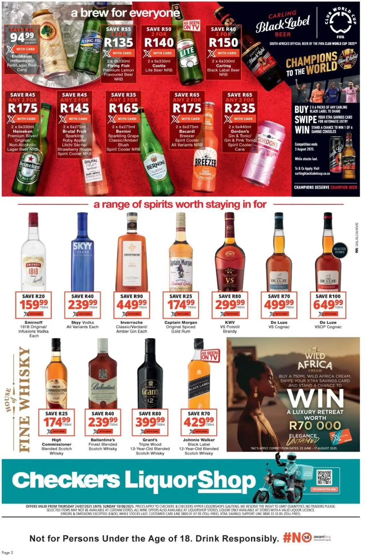 Checkers Gauteng - LiquorShop July Month-End Promotion │ valid from 24.07.2025 | Page: 2 | Products: Dates, Tonic, Wine, Vodka
