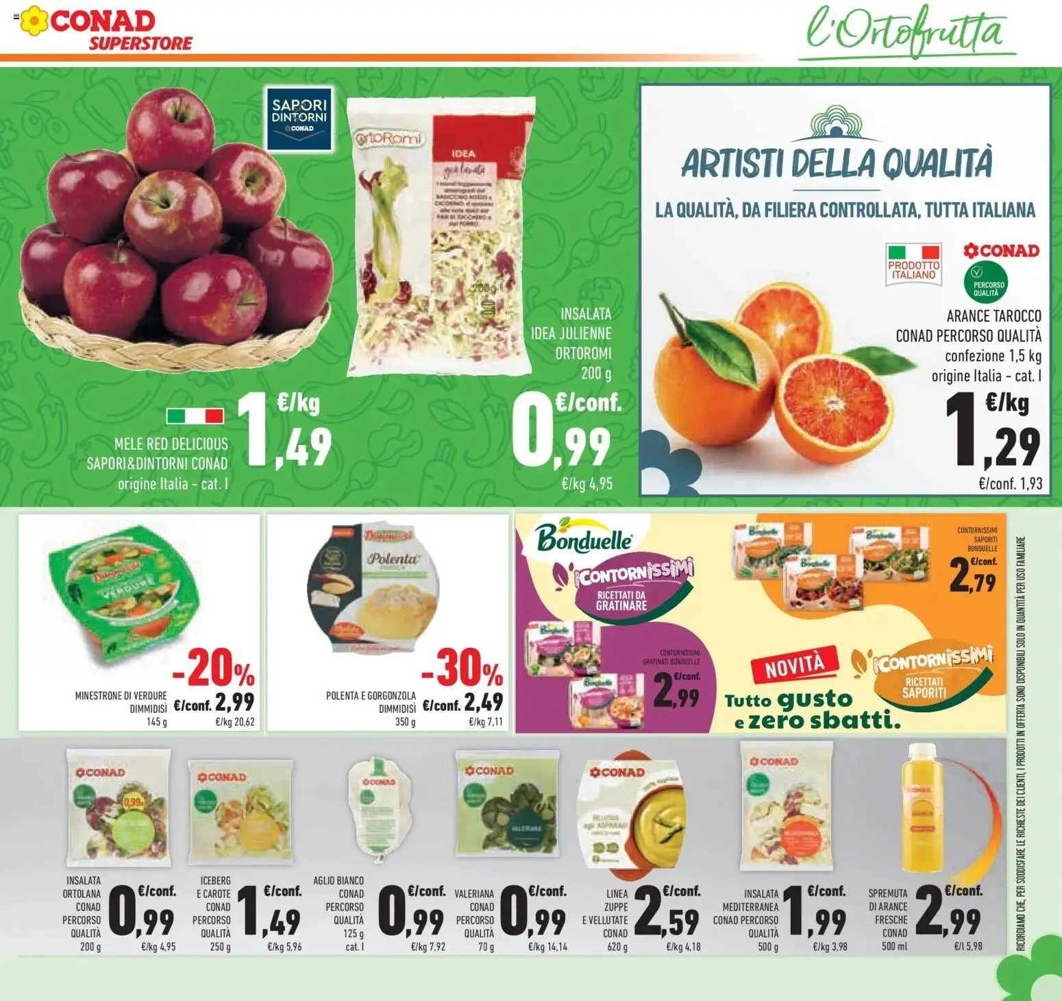 Volantino Conad del 07.01.2026 | Pagina: 7 | Prodotti: Valeriana, Insalata, Carote, Gorgonzola