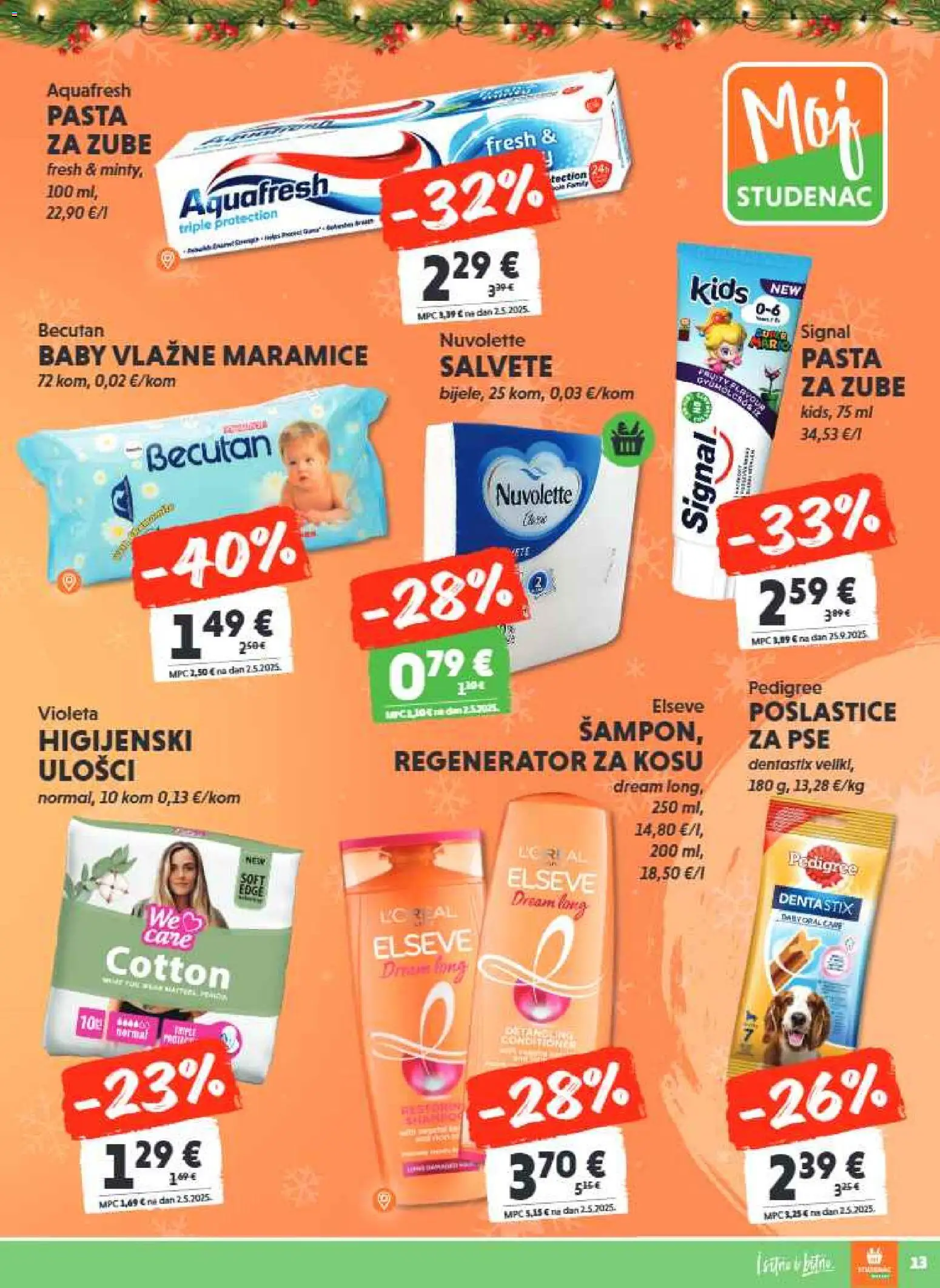 Studenac katalog | vrijedi od 17.12.2025 | Stranica: 13 | Proizvodi: Regenerator, Vlažne maramice, Pasta za zube, Salvete