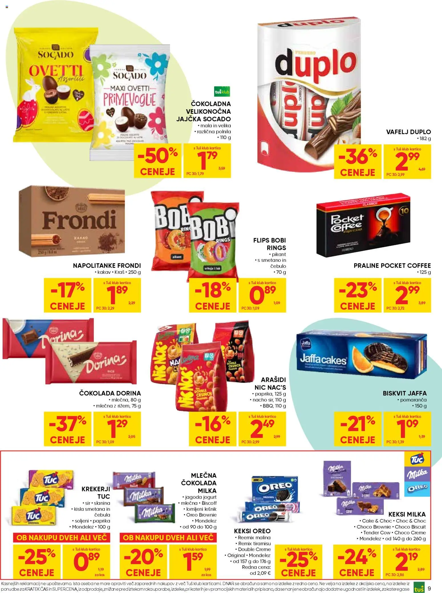 Novi Tuš katalog ponudbe – veljaven od 25.03.2026 | Stran: 9 | Izdelki: Keksi, Arašidi, Kos, Smetana