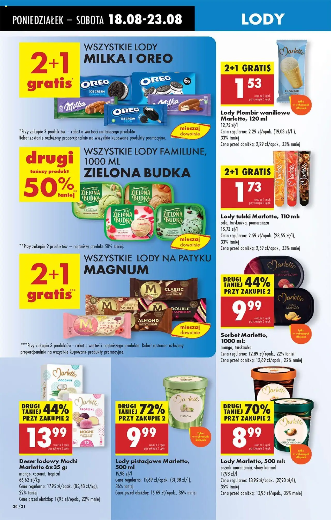 Biedronka gazetka od 18.08.2025 | Strona: 36 | Produkty: Sandwich, Lody na patyku, Lody pistacjowe, Lody