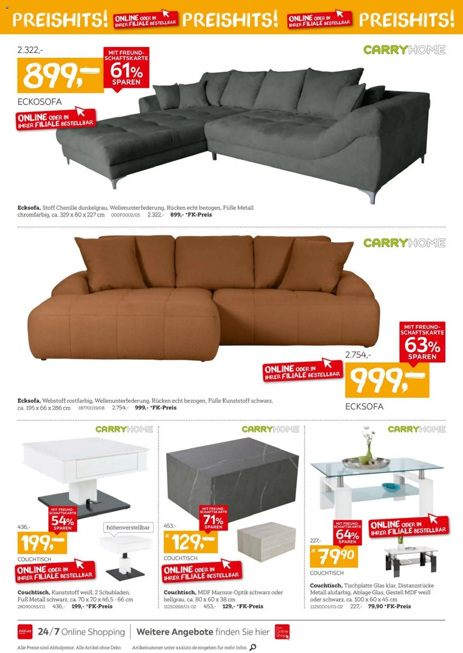 XXXLutz Wohnen Preishits – gültig ab 04.04.2026 | Seite: 4 | Produkte: Ecksofa, Couchtisch